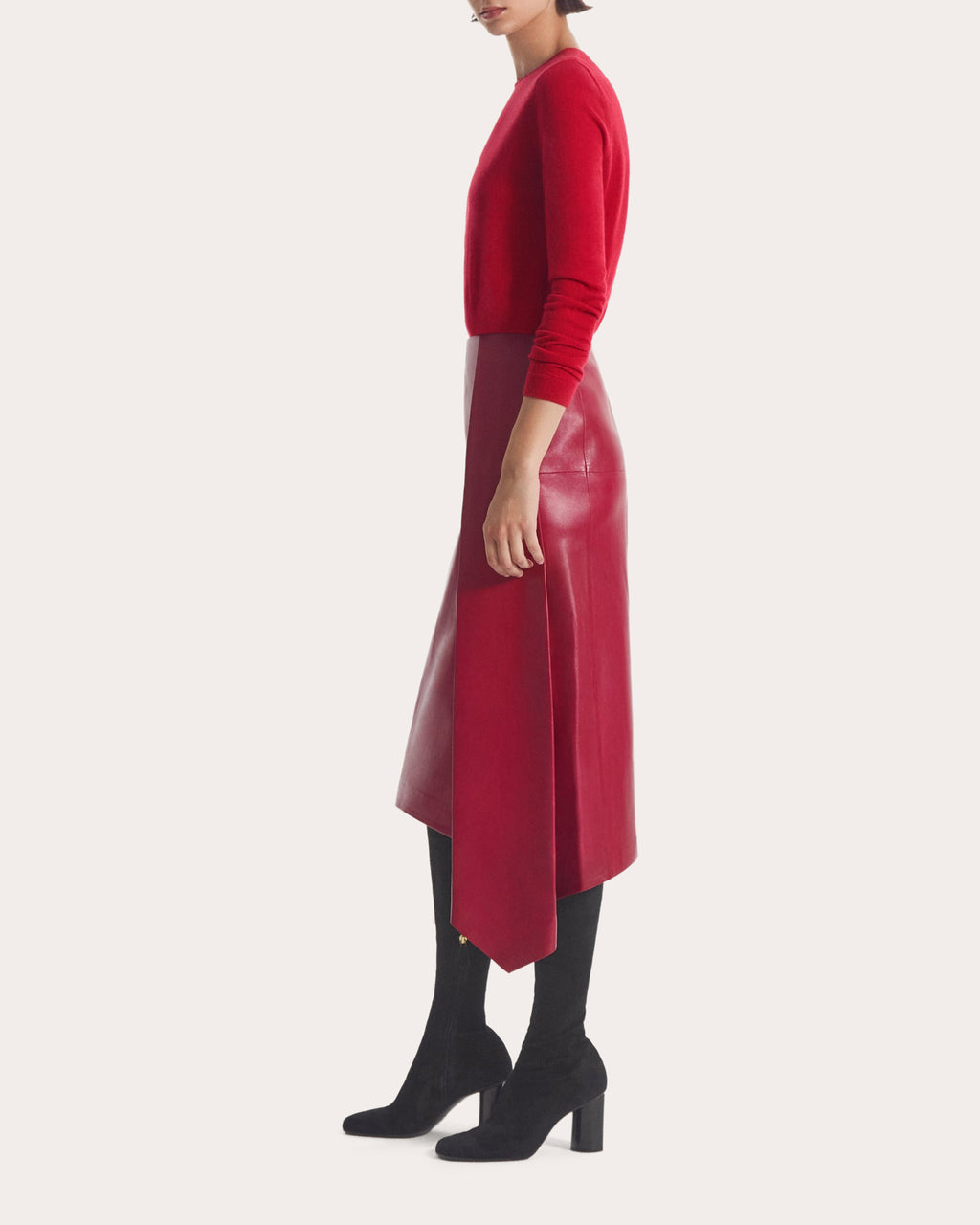 Cashmere Knit Rolled Crewneck Sweater