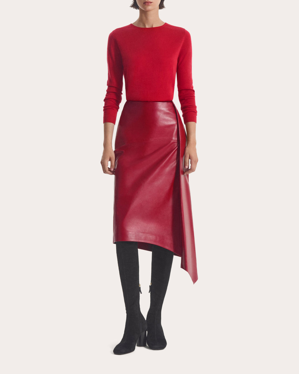 Cashmere Knit Rolled Crewneck Sweater