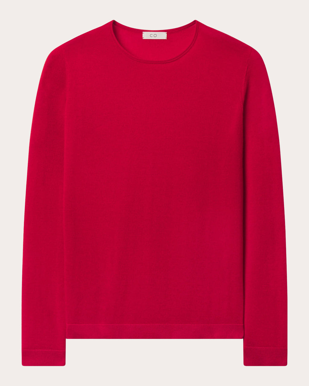 Cashmere Knit Rolled Crewneck Sweater