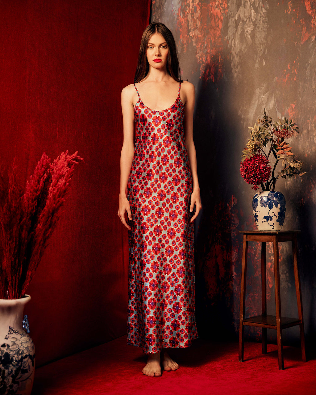 Edo Tairu Silk Maxi Slip Dress