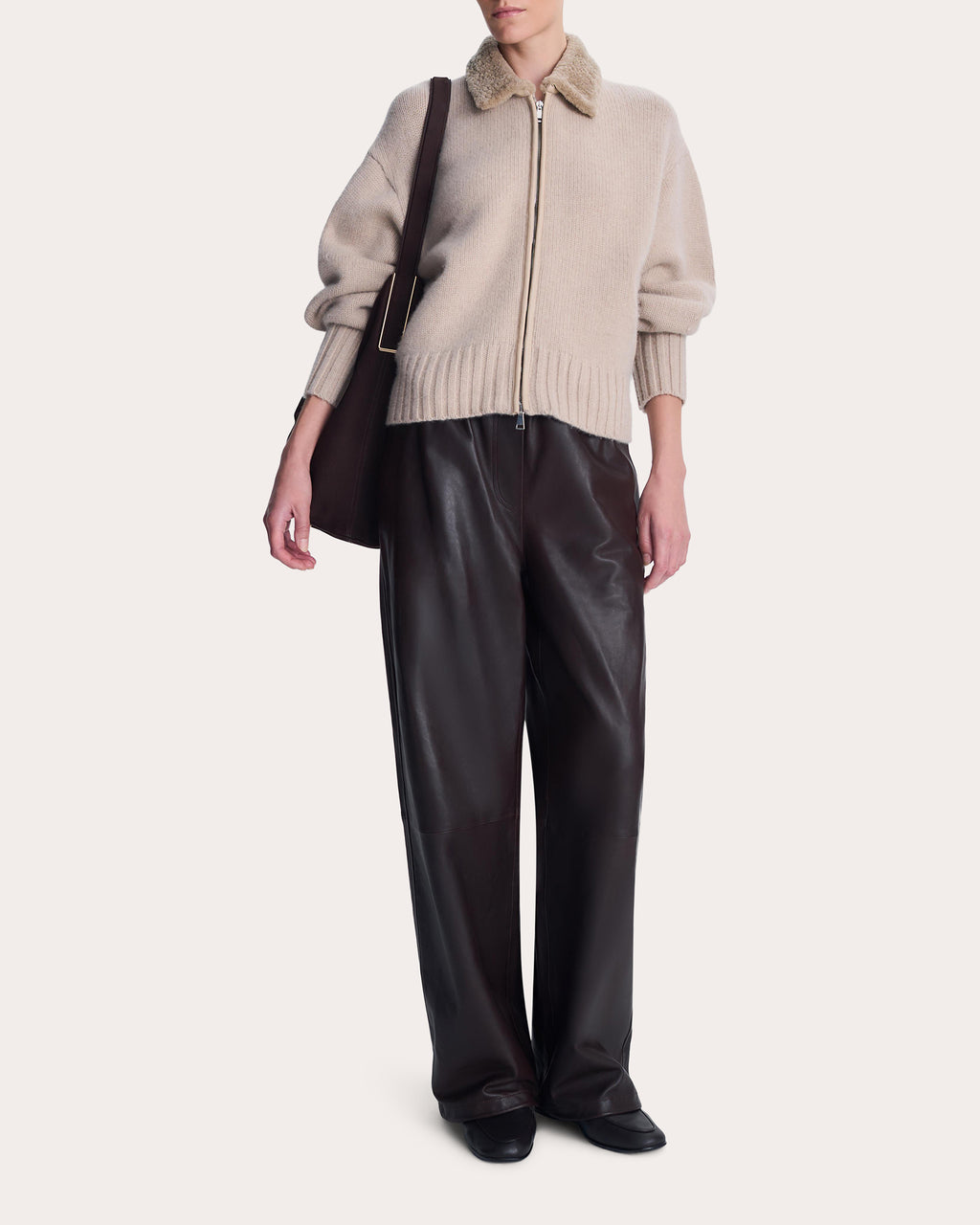 Zorina Wool Cashmere Zip-Front Cardigan