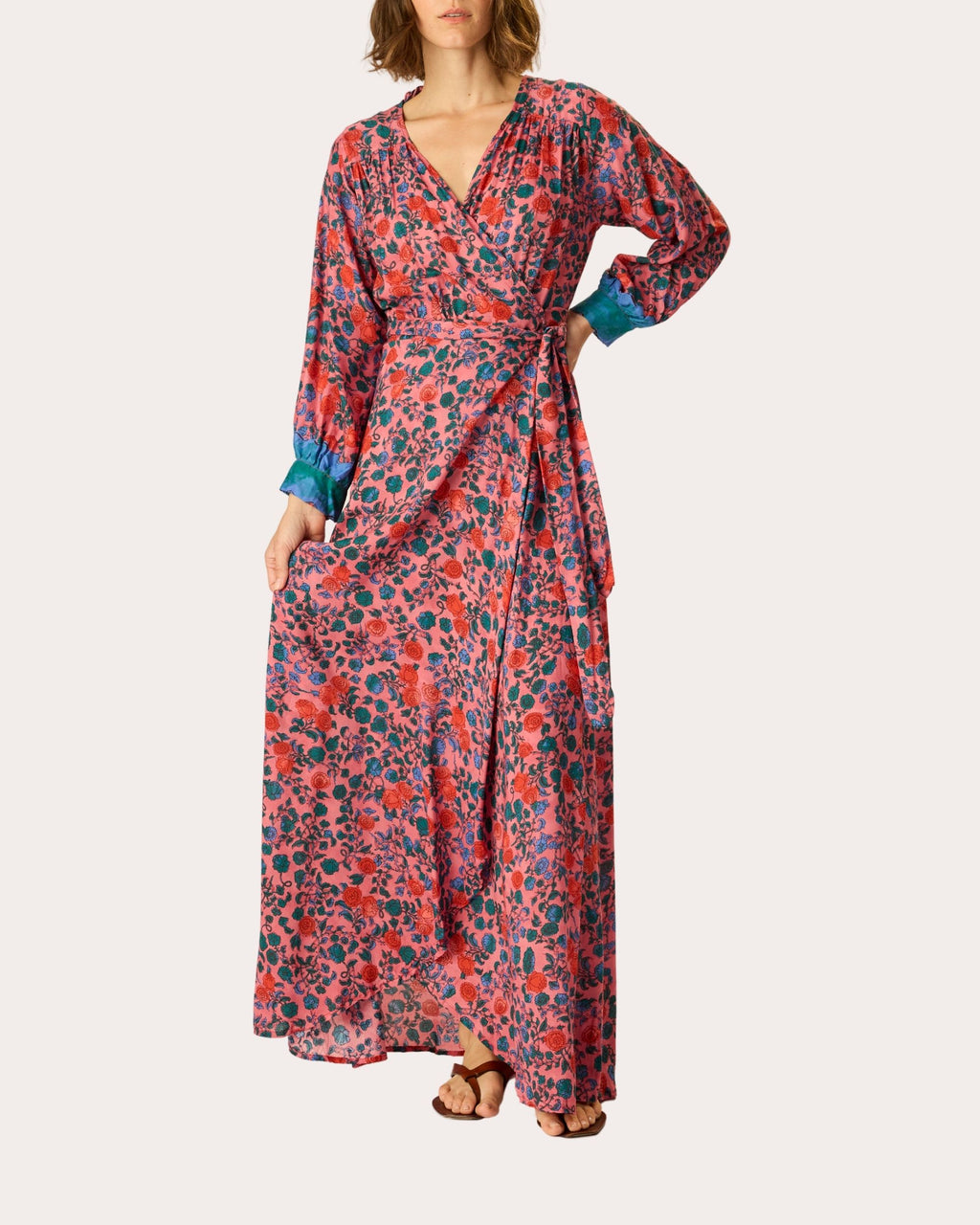 Kate Floral Asymmetric Wrap Maxi Dress