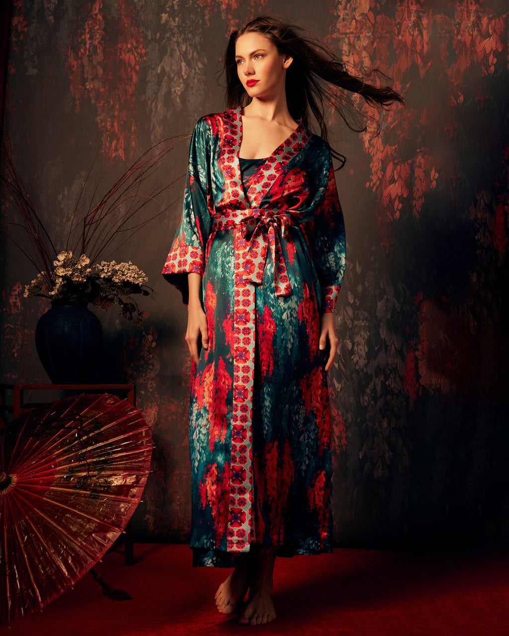 Nikko Fuji Silk Long Kimono