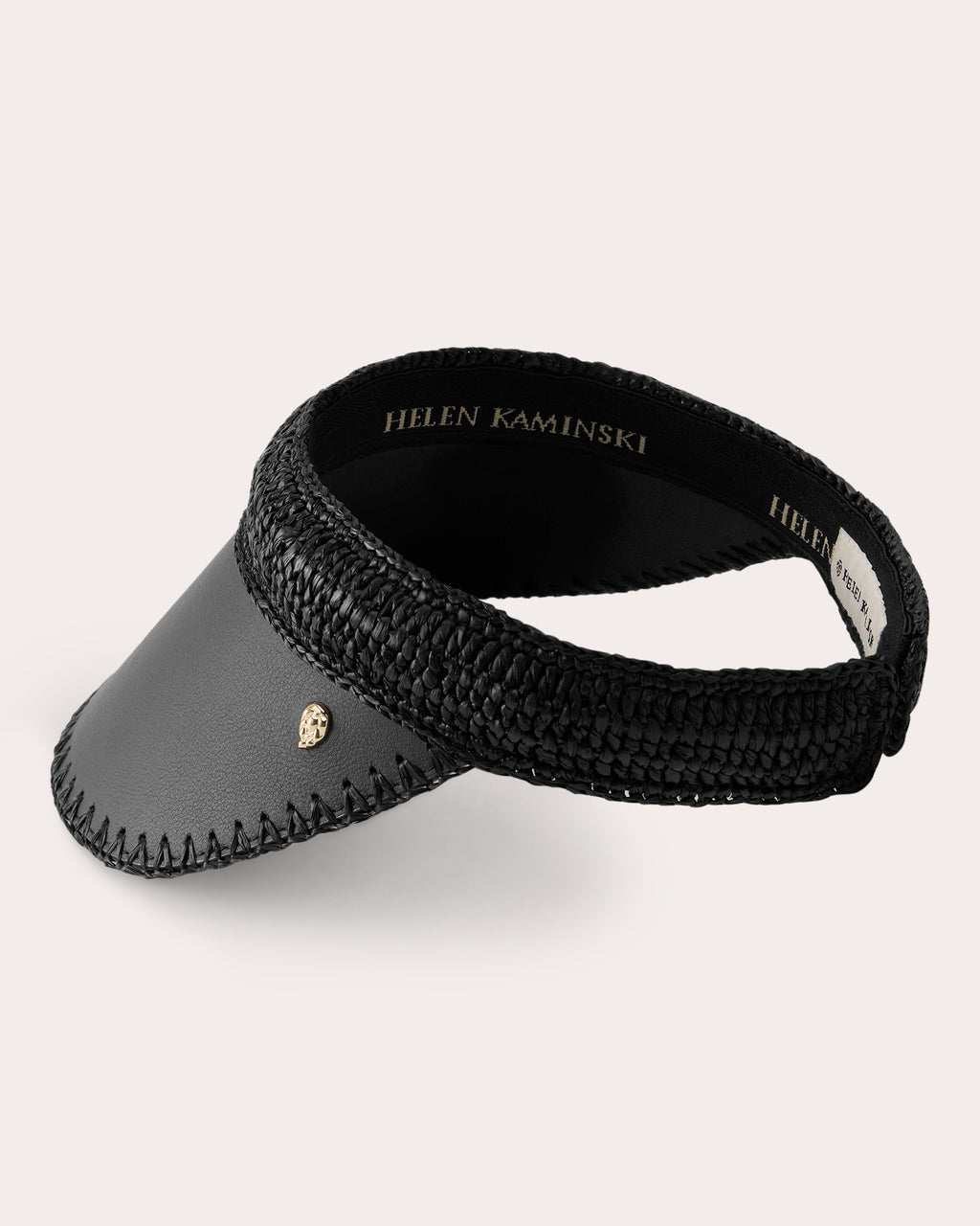 Deja Crocheted Raffia and Leather Visor