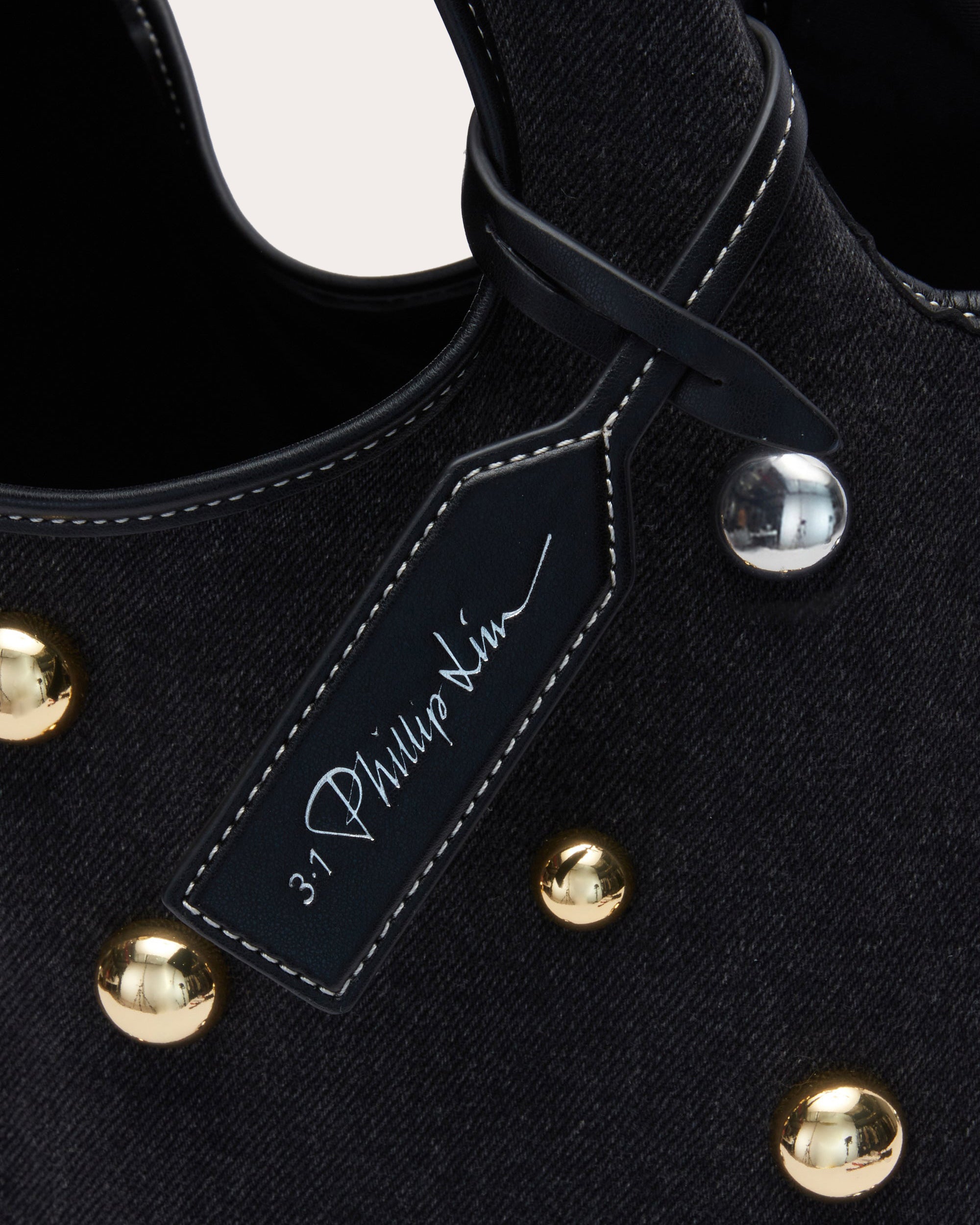 Studded Denim Mini Market Tote