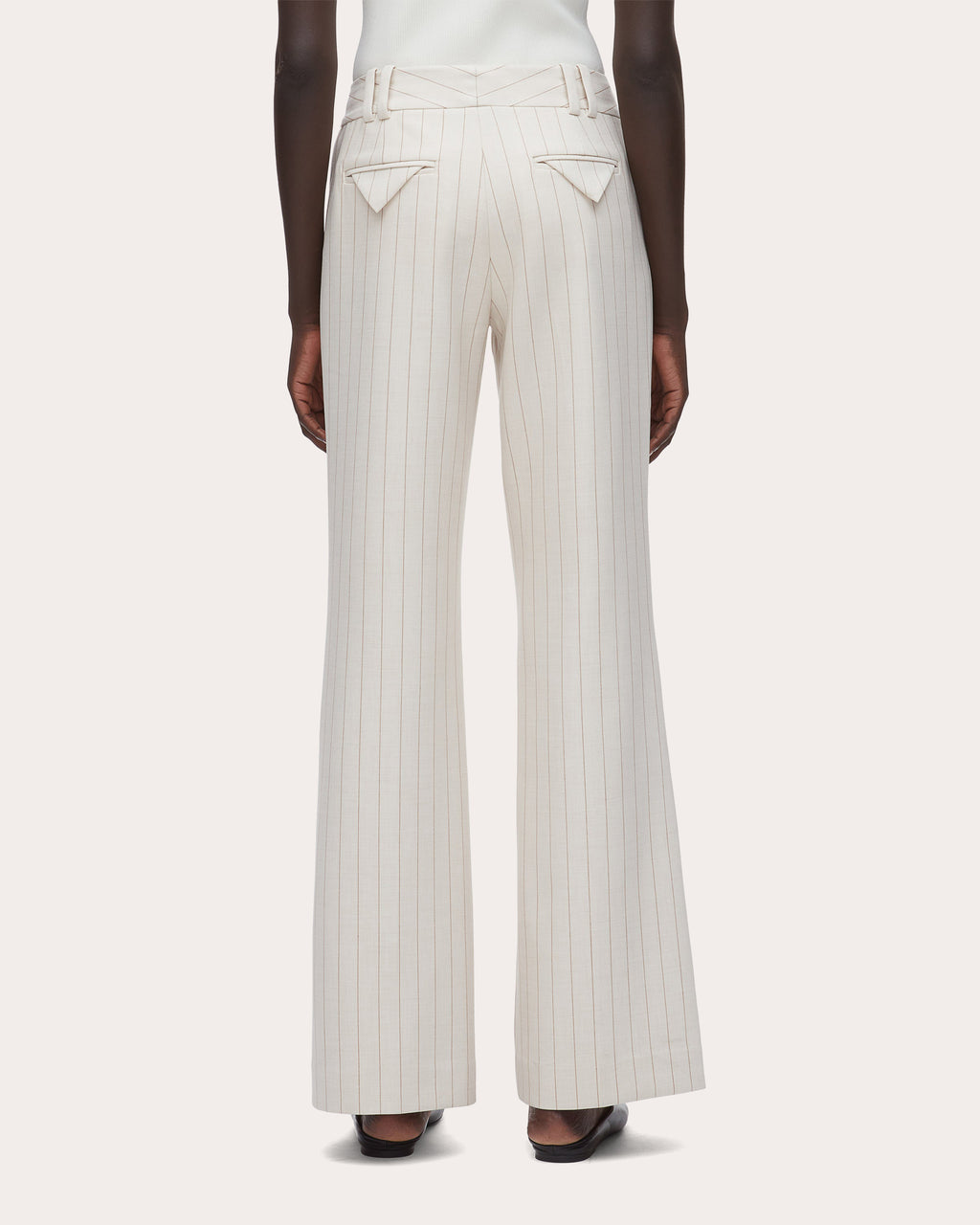 Pinstripe Straight-Leg Flare Trousers