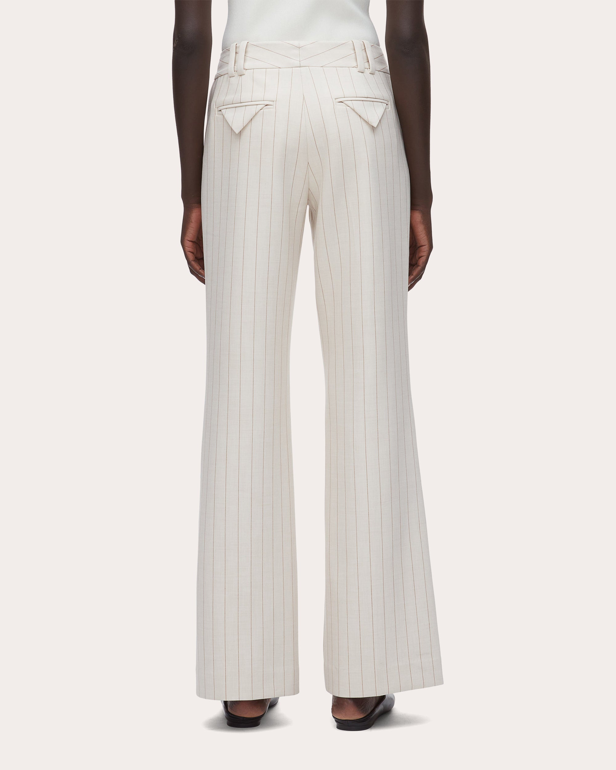 Pinstripe Straight-Leg Flare Trousers