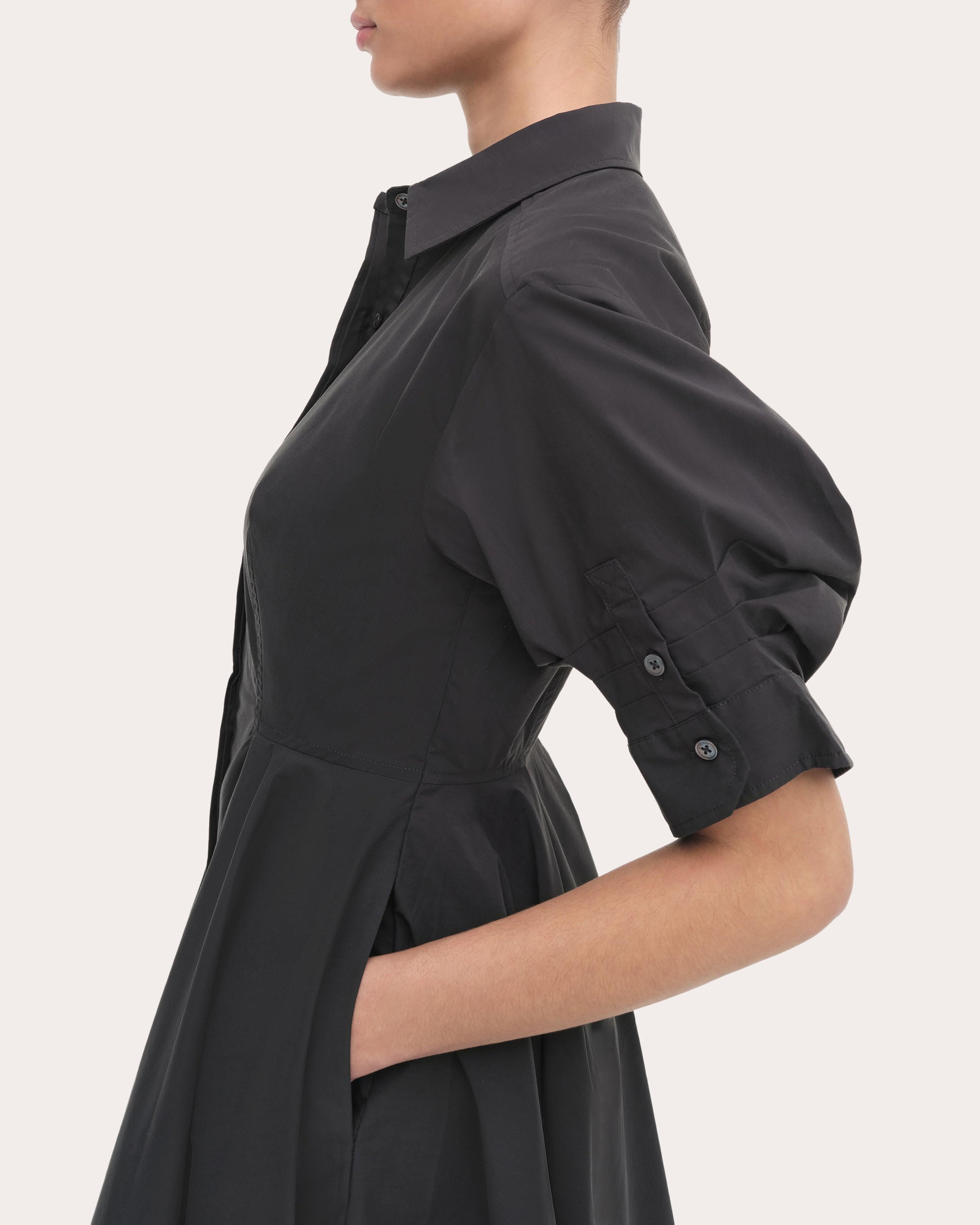Jazzie Pleated Poplin Mini Shirt Dress