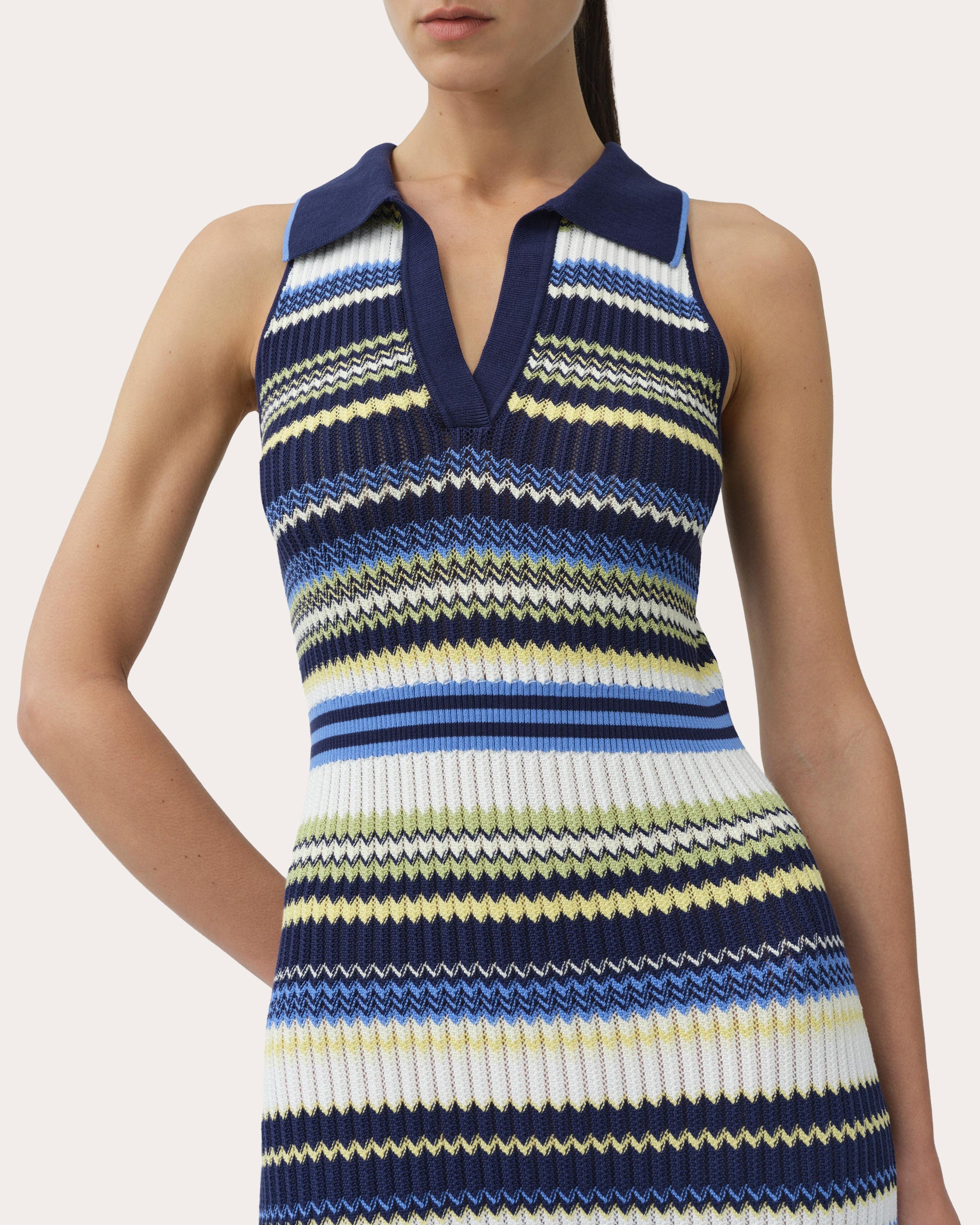 Kerrin Chevron Knit Polo Dress