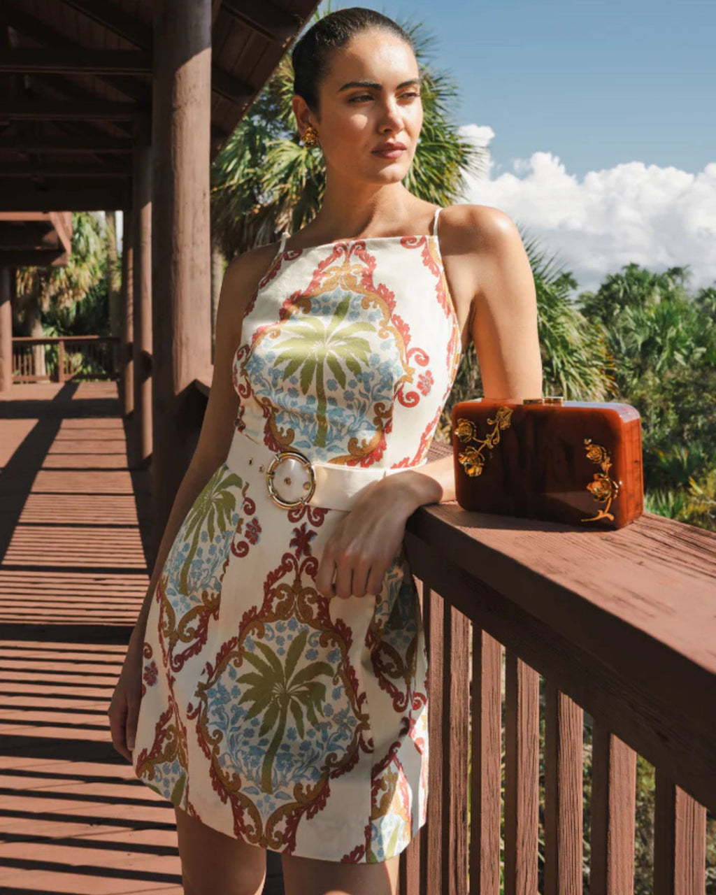 Havana Poplin Belted Mini Dress