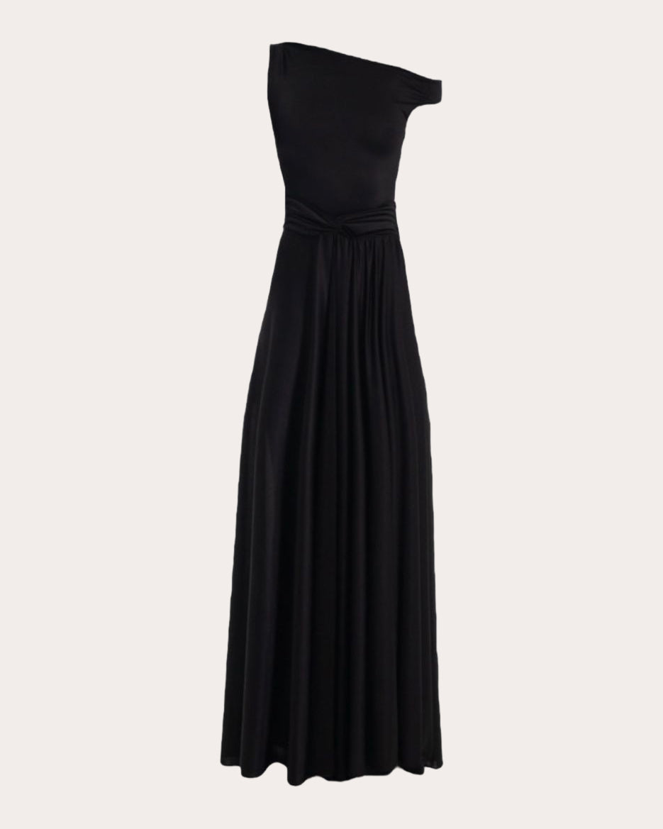 Geneve Asymmetric Ruched Jersey Gown