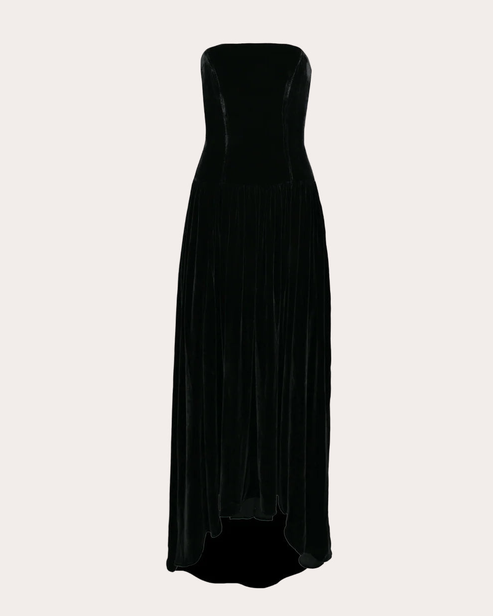 Nayara Velvet Corset High-Low Strapless Maxi Dress