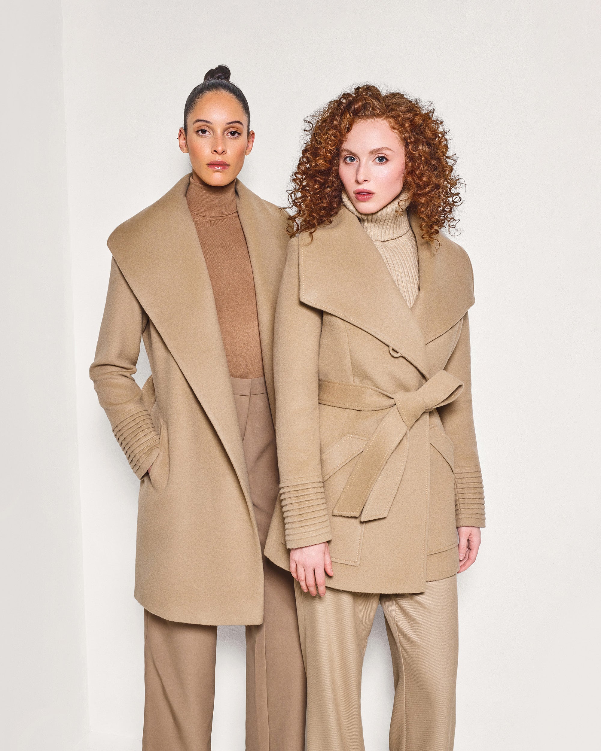 Wide-Collar Wrap Coat