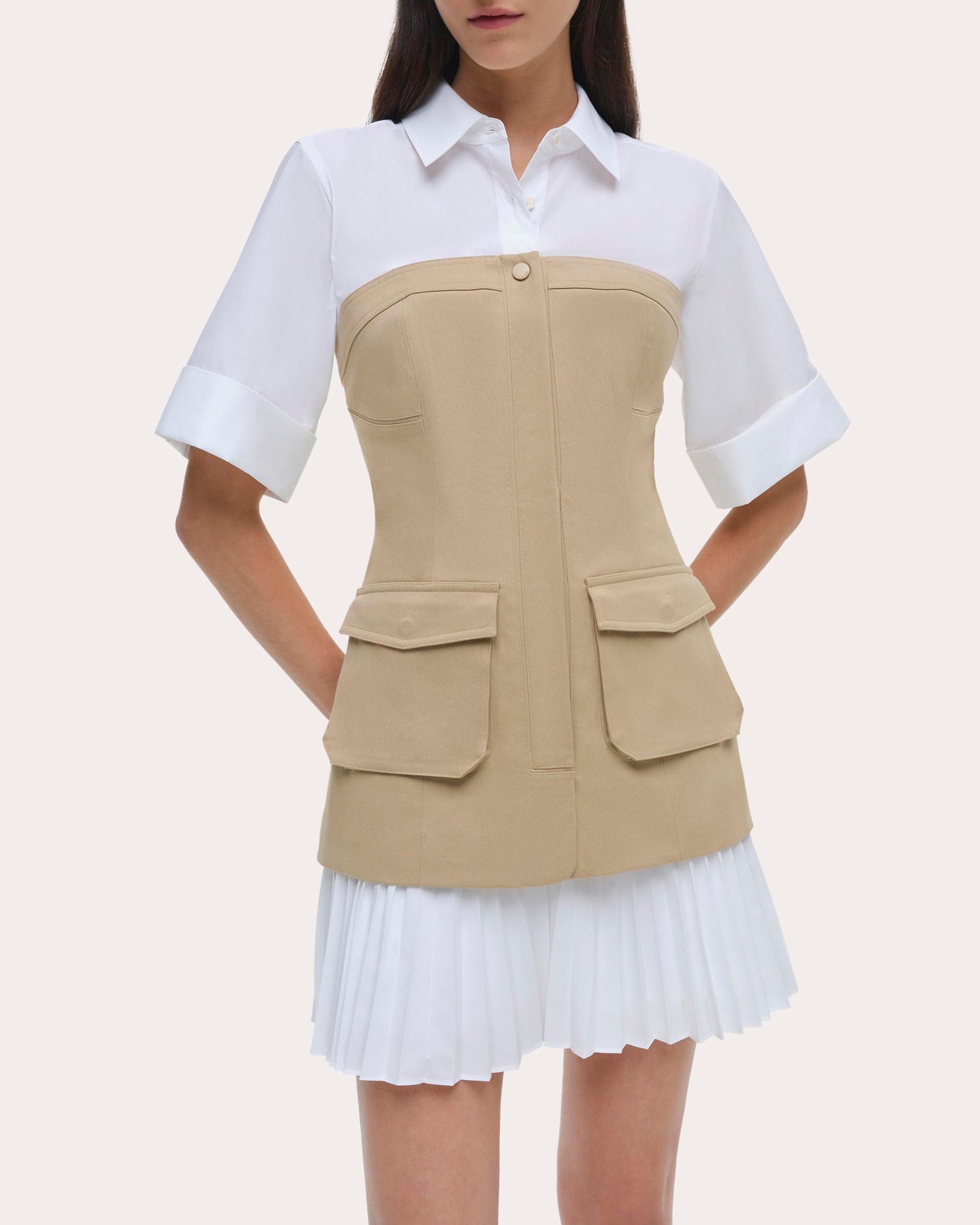 Crosby Layered Cargo Combo Cotton Shirt Dress