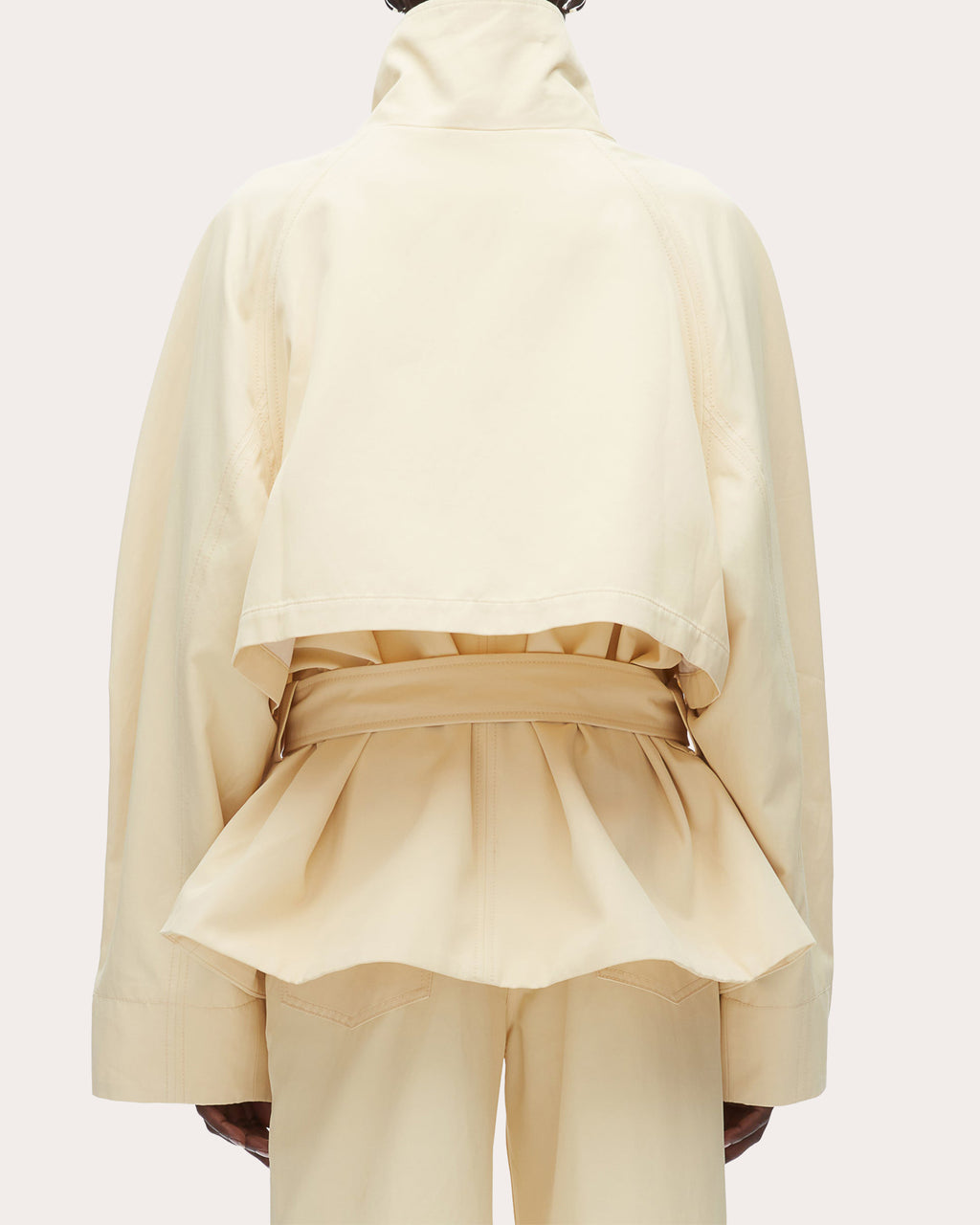 Twill Exaggerated Belted Utility Coat