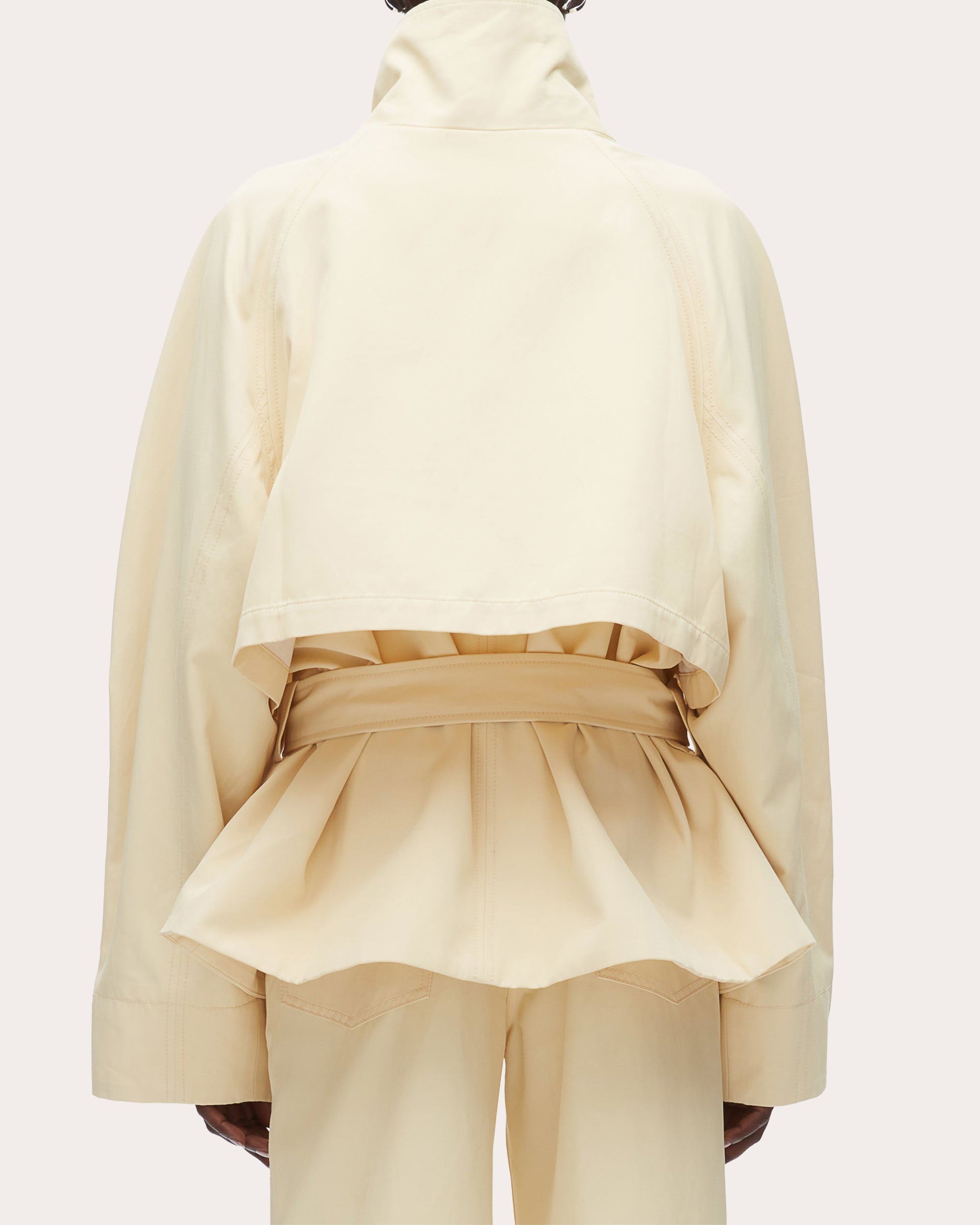 Twill Exaggerated Belted Utility Coat