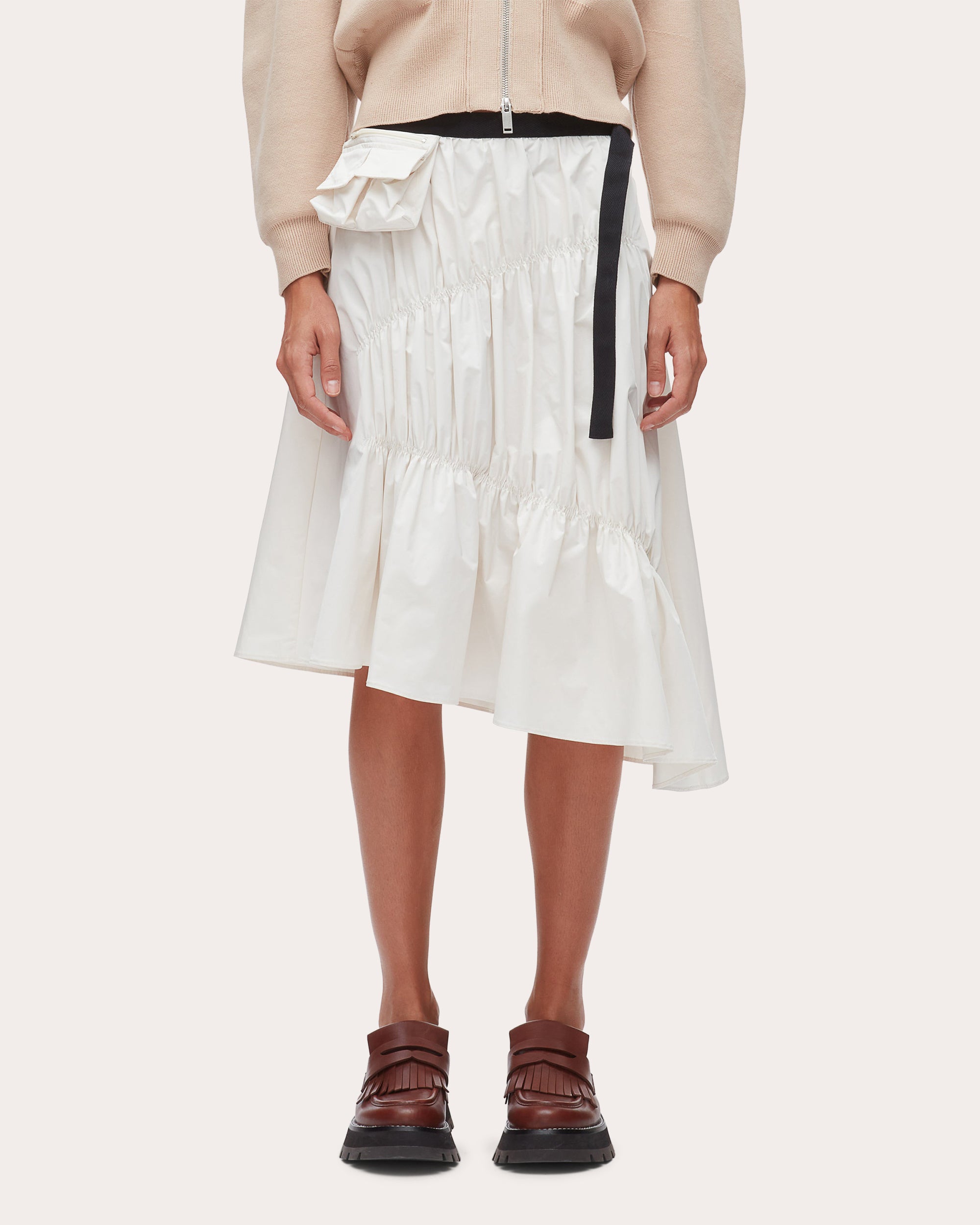 Ripstop Shirred Asymmetric Skirt