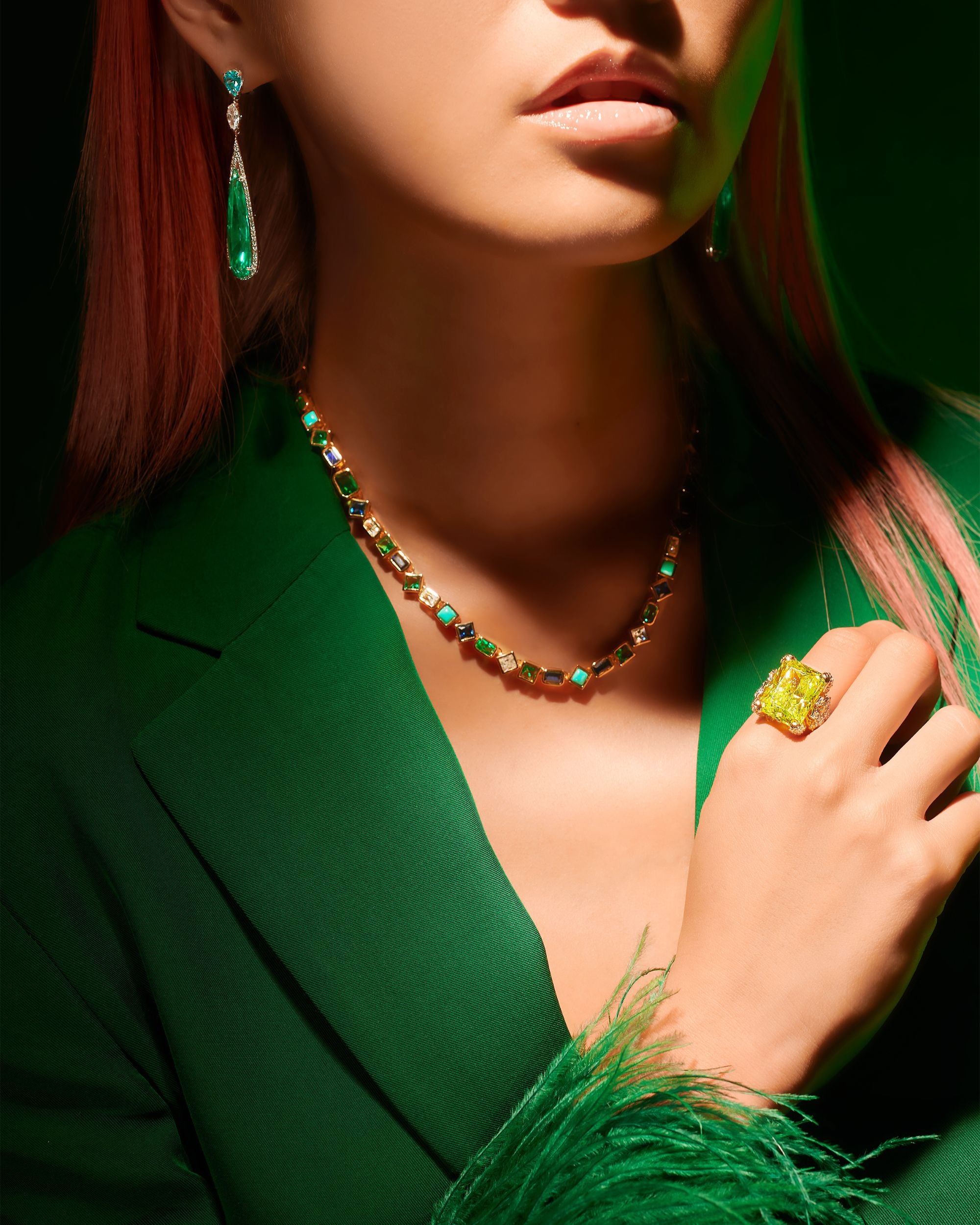 Diamond & Lemon Quartz Cinderella Ring