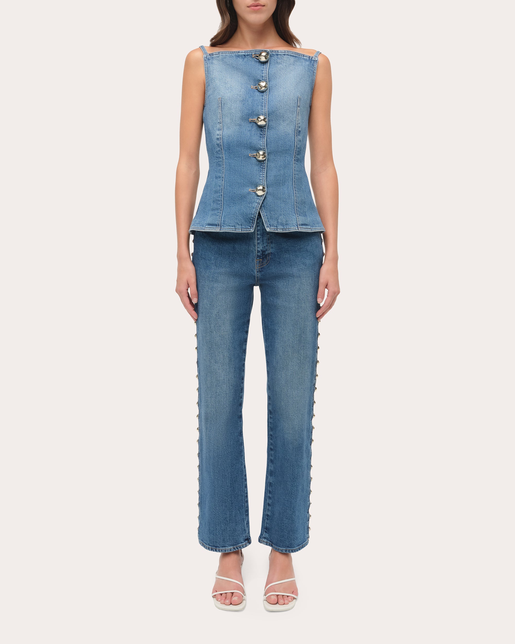 Amelia Studded High-Rise Jeans