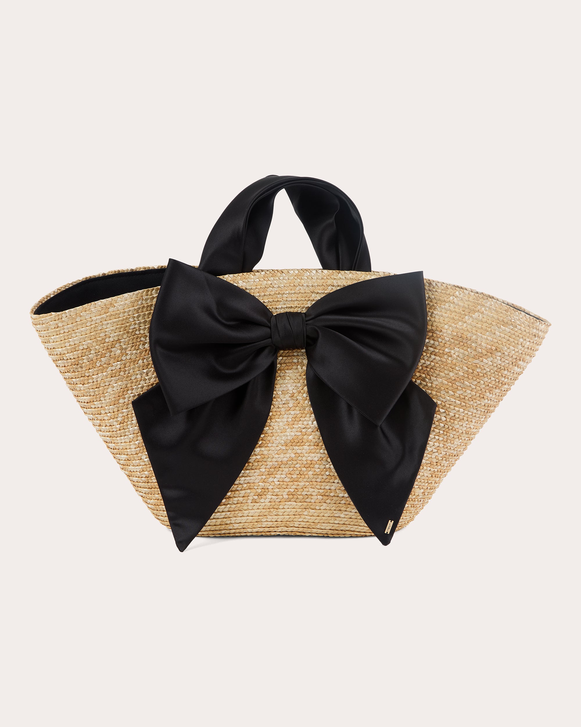 Carlotta Satin Bow Straw Handbag