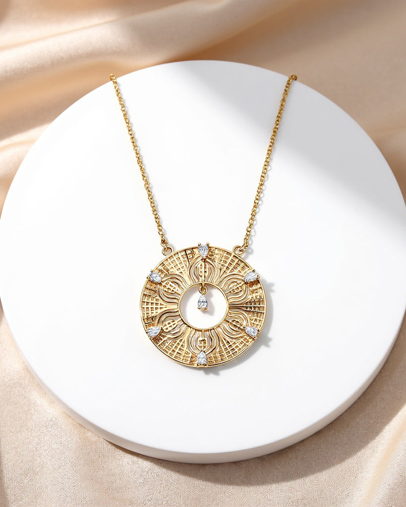 Diamond & 14k Gold 963Hz Pendant Necklace