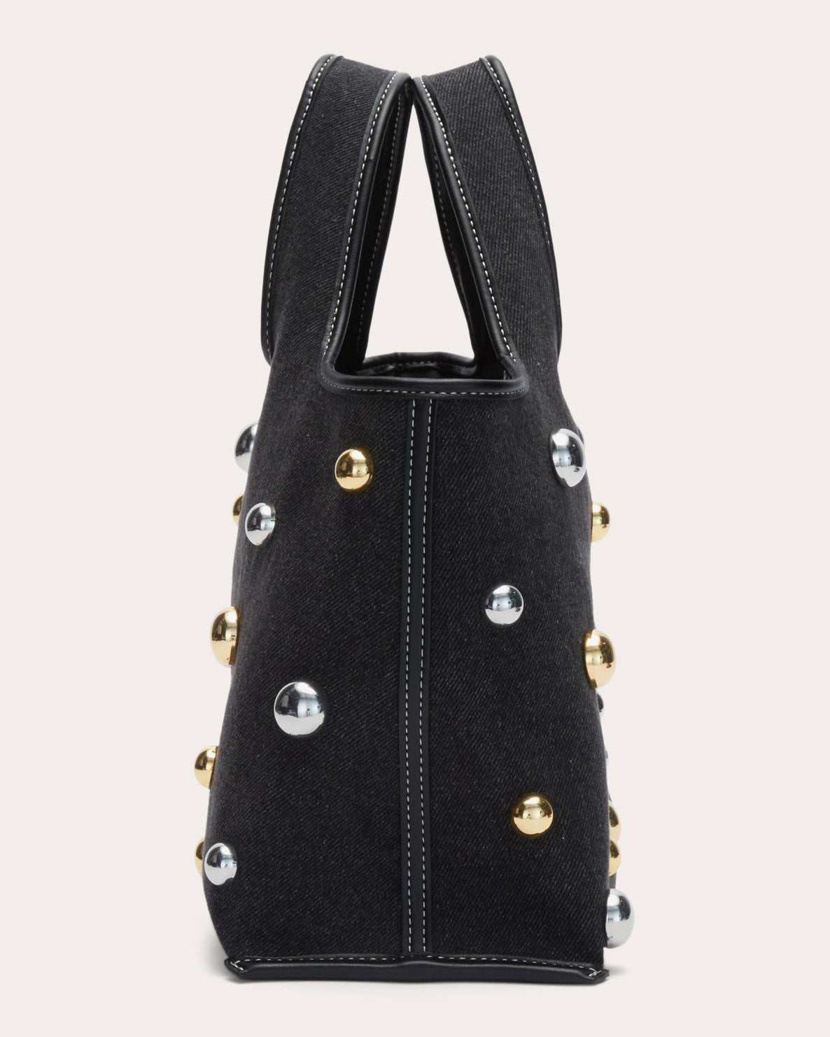 Studded Denim Mini Market Tote