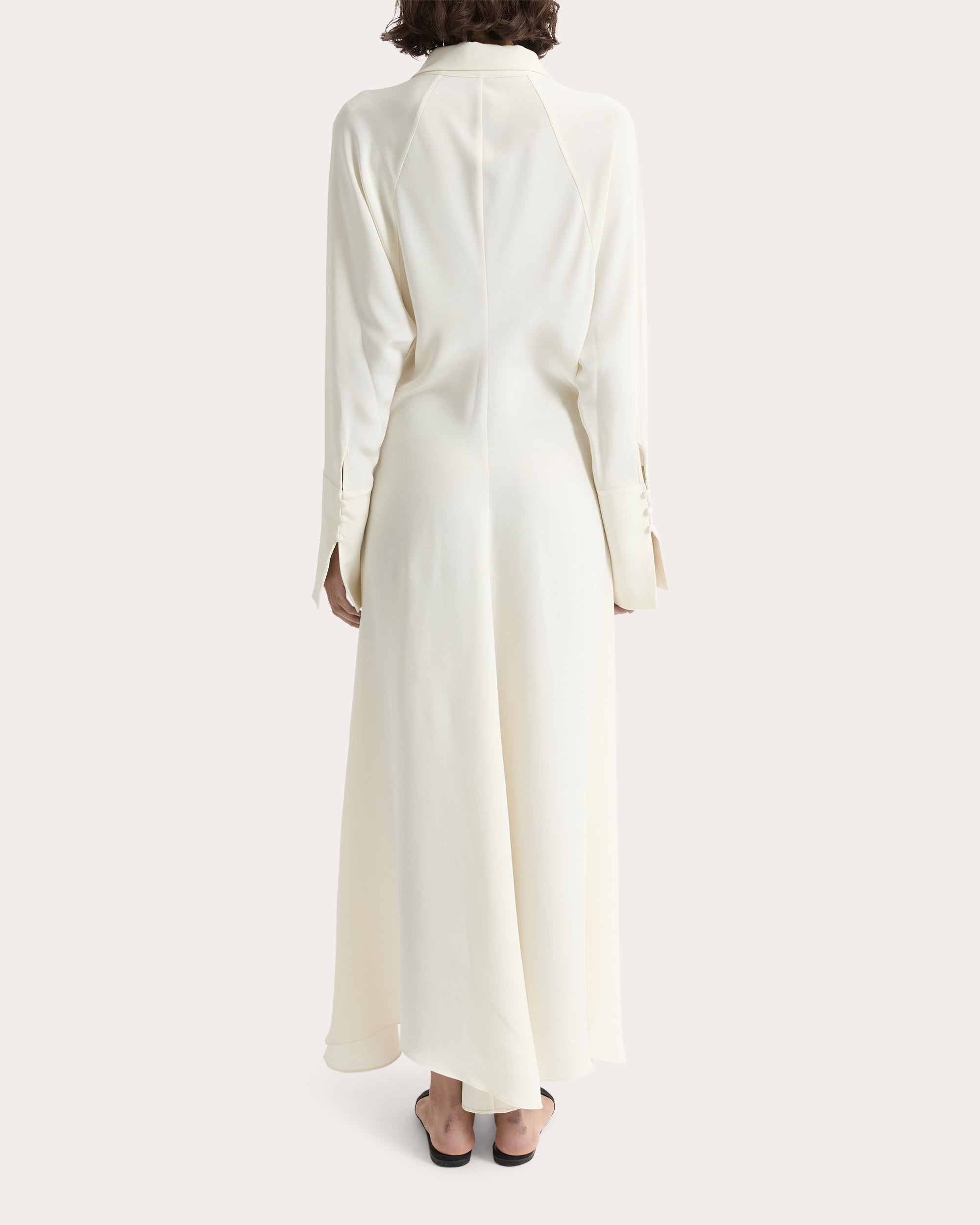 Lea Silk Crepe Collared A-Line Dress