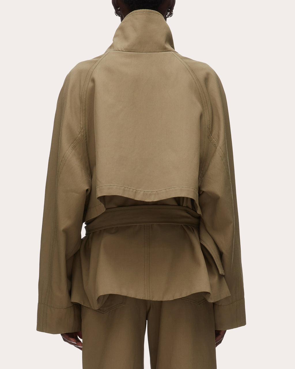 Twill Exaggerated Belted Utility Coat