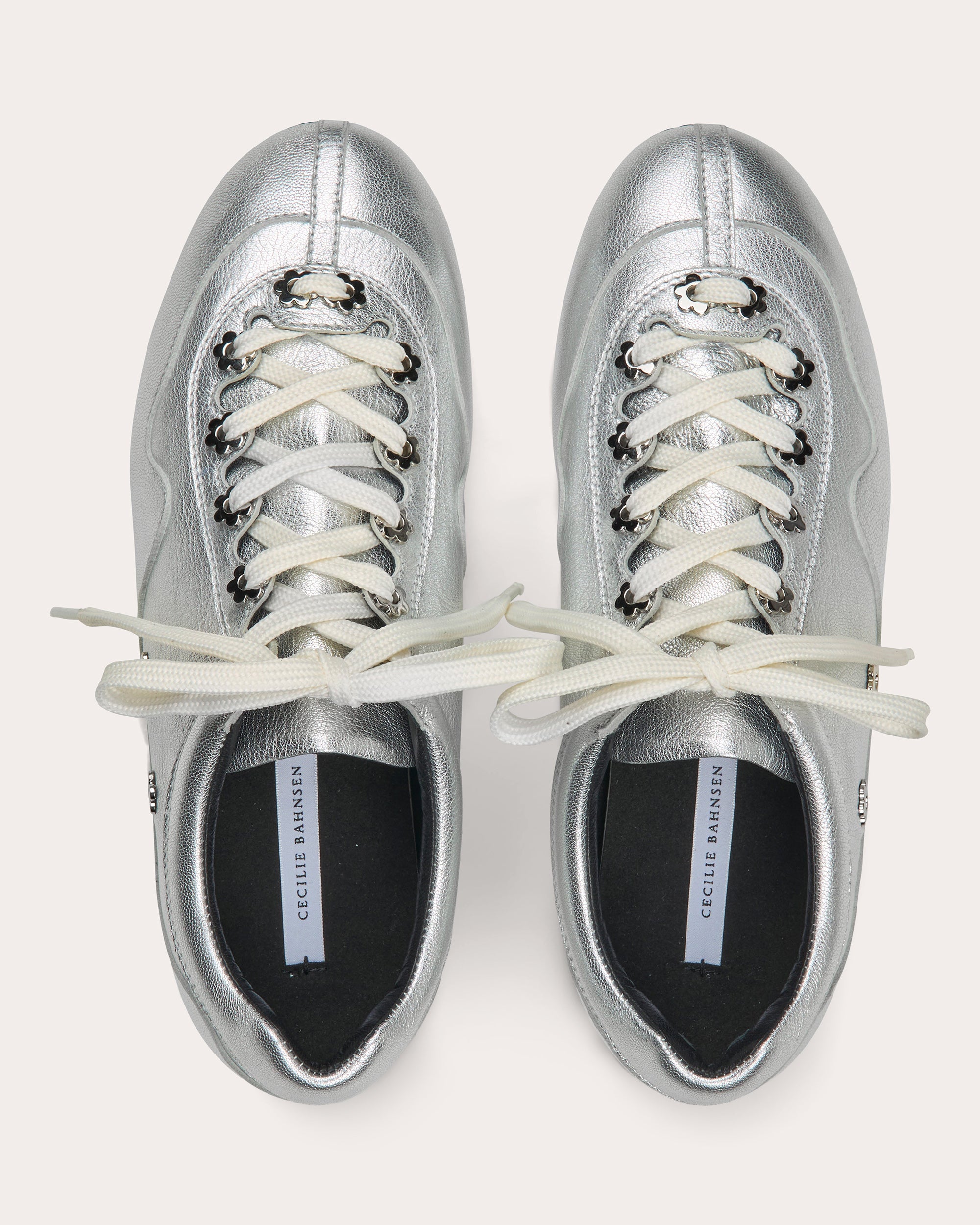 Blaise Floral Stud Metallic Leather Sneaker