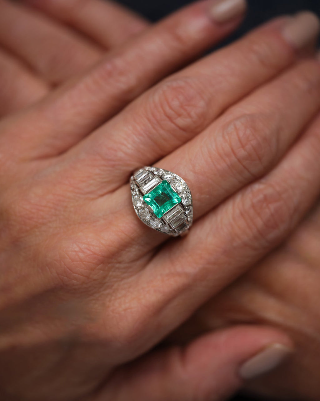 Antique French Emerald & Diamond Ring