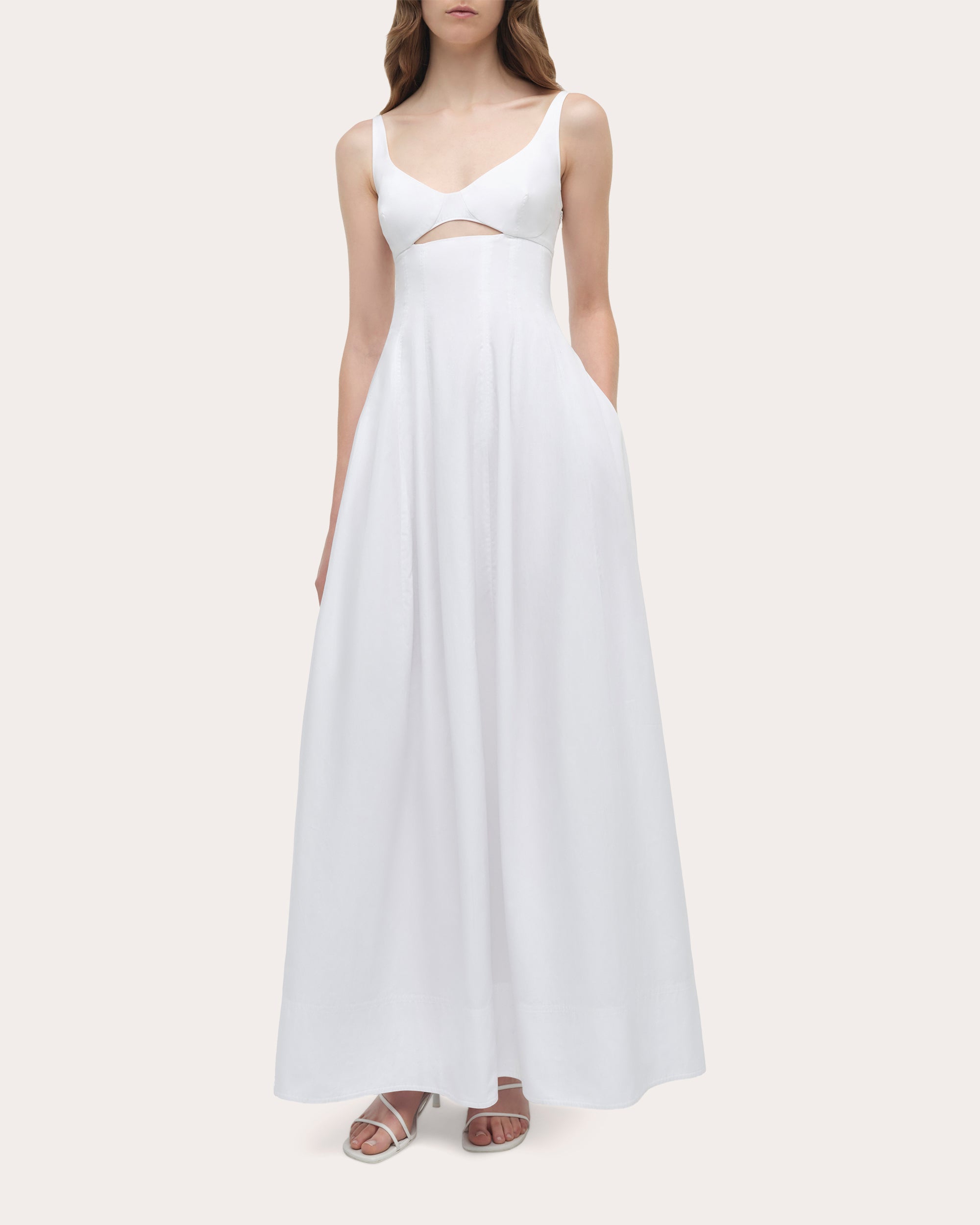 SIMKHAI Women's Maddy Cotton Midi Dress in White, Size 10