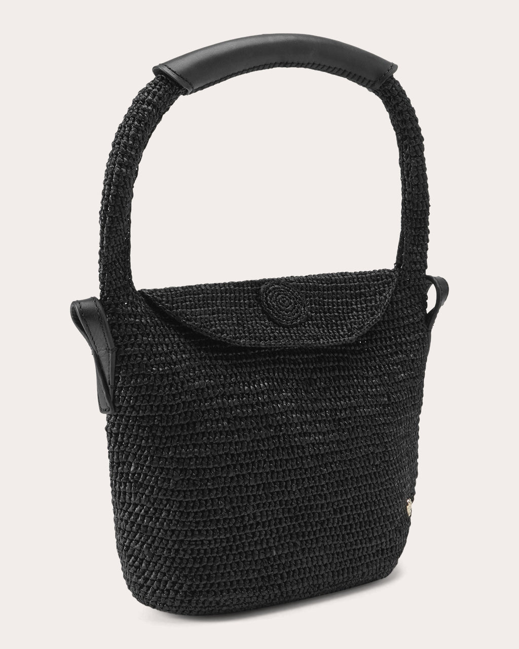 Yala Crocheted Raffia Mini Drawstring Sac Bag