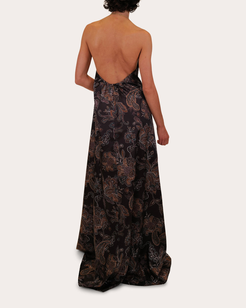Kitty Olesia Paisley Taffeta Halter Gown