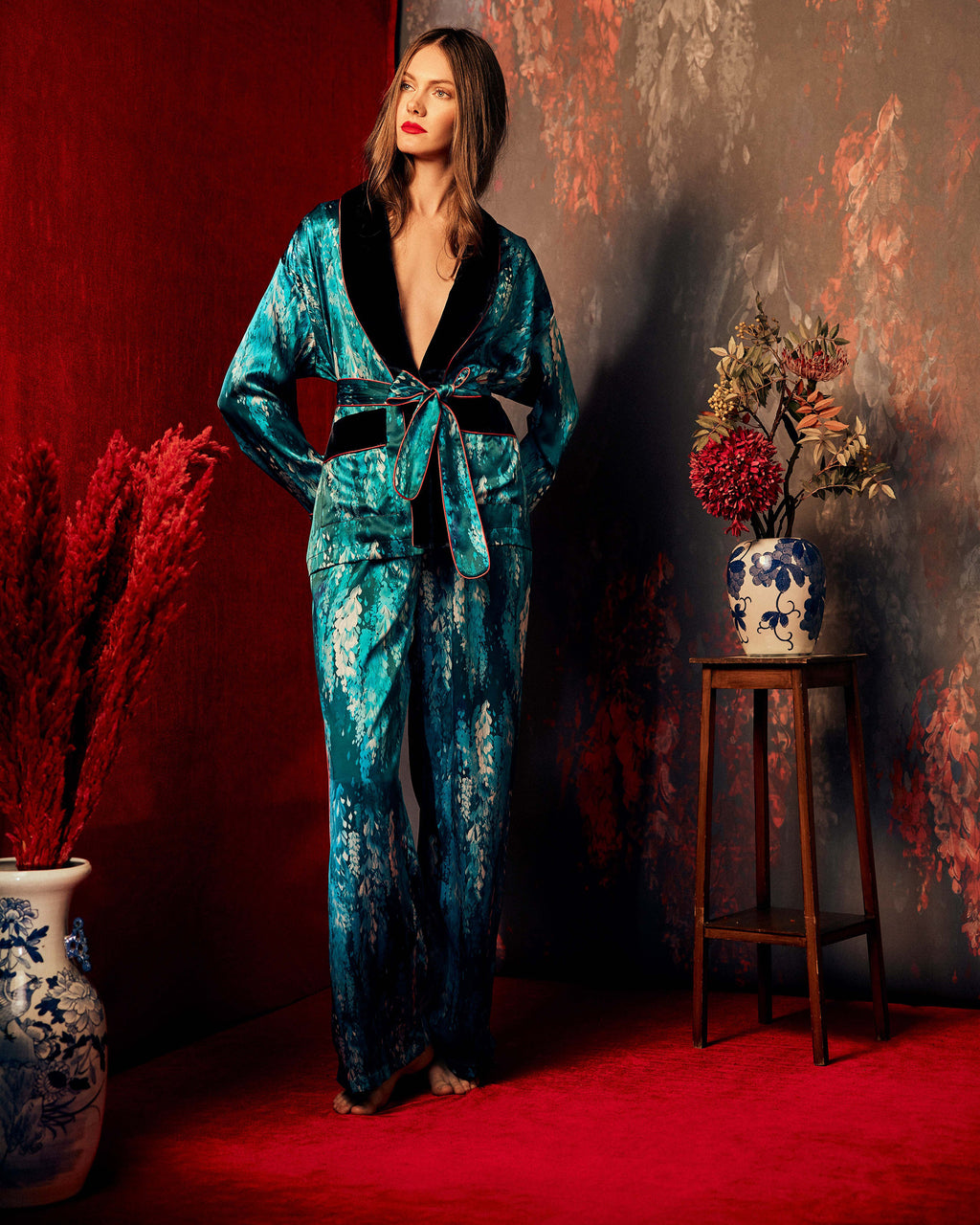 Ari Fuji Silk Belted Pajama Set