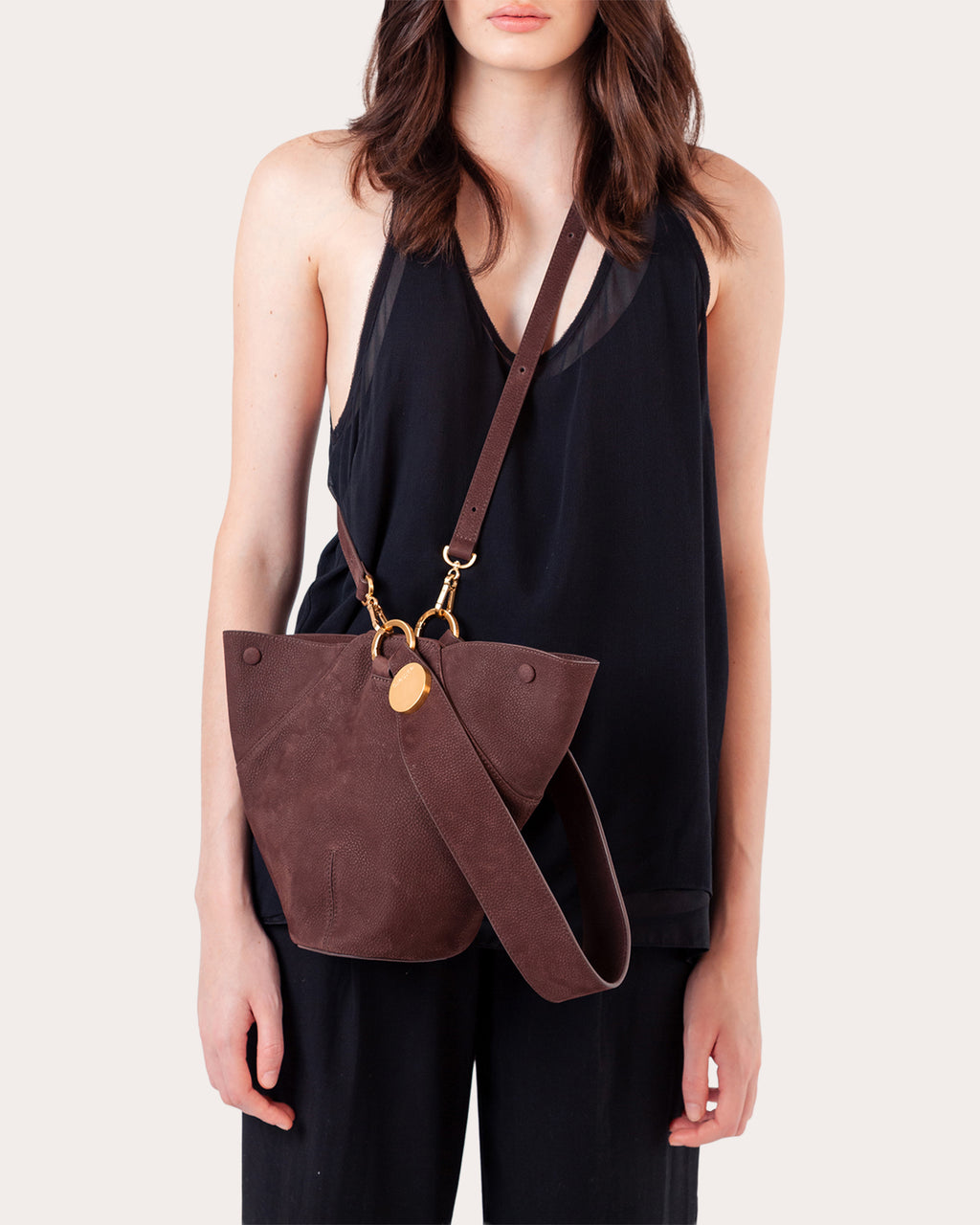 9PM Suede Maxi Bucket Bag