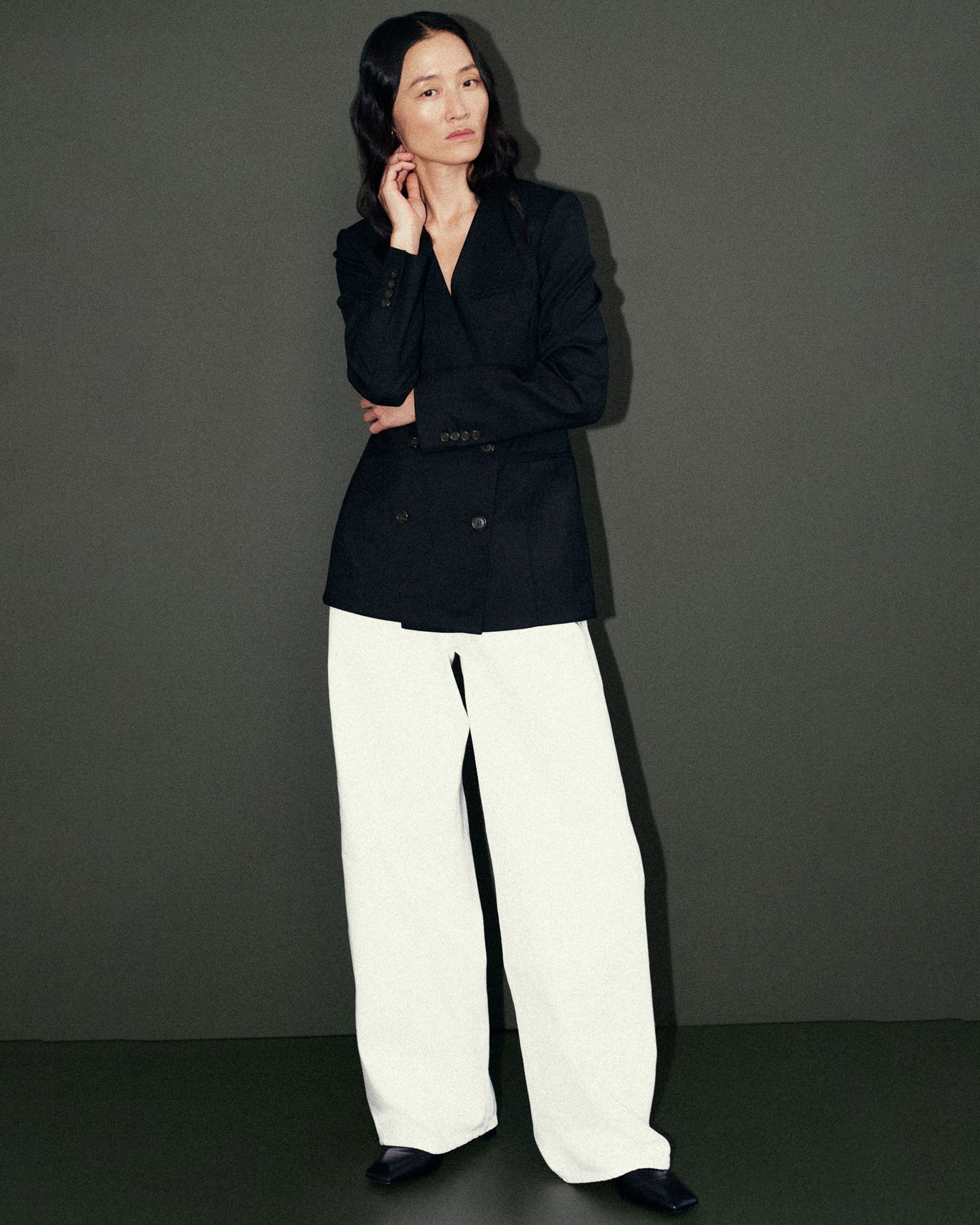 Heavy Wool Twill V-Neck Blazer