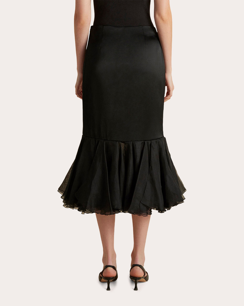 Cady Organza Flounced Pencil Skirt