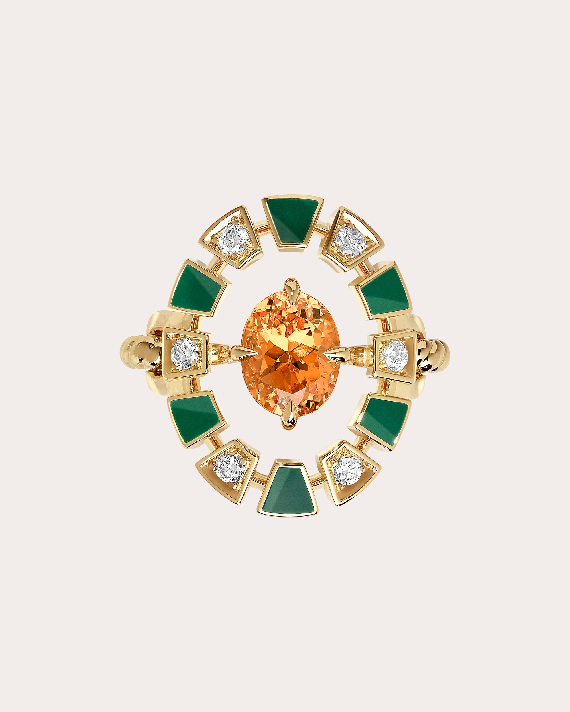 Mandarin Garnet & Diamond Frame Halo Ring