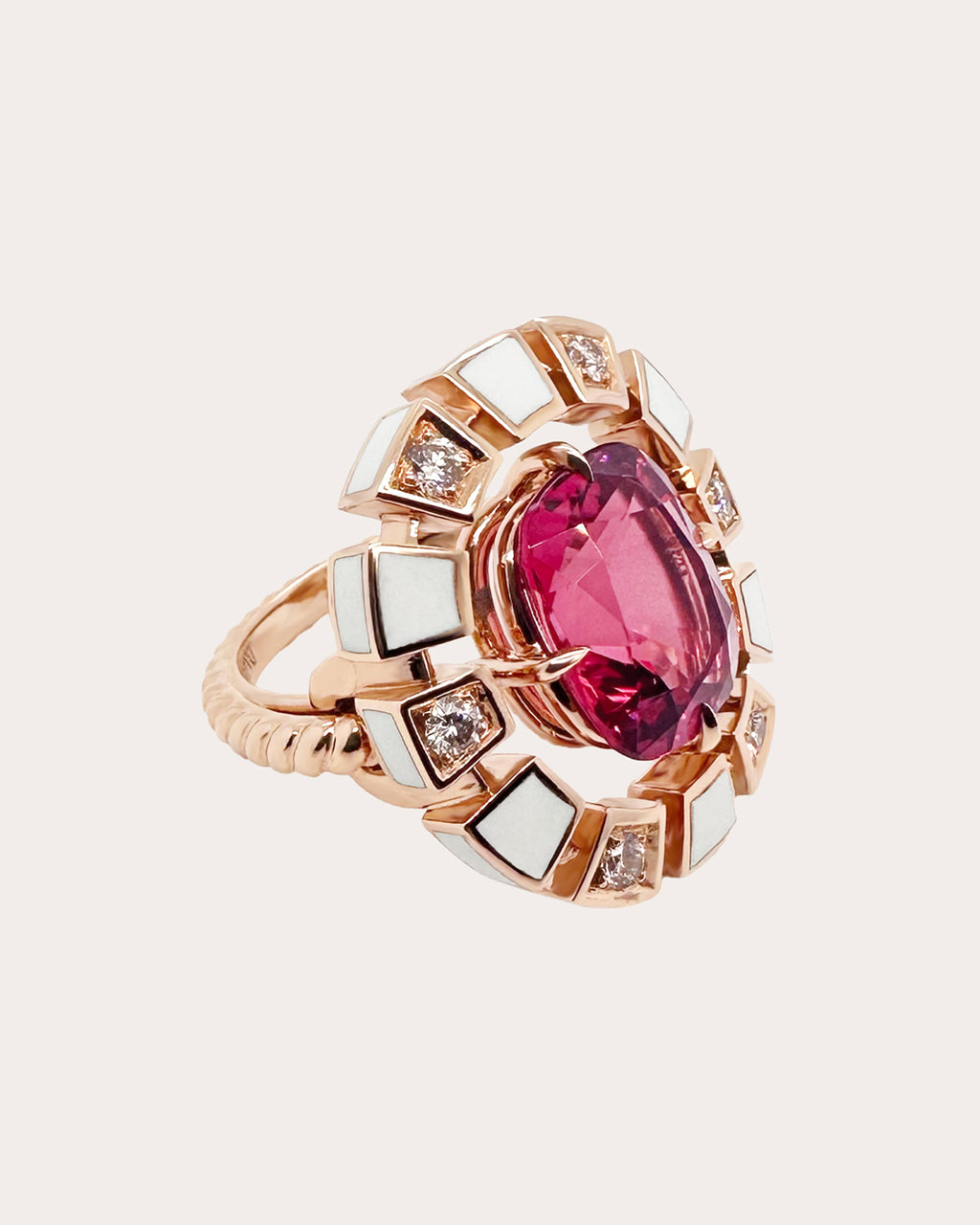 Pink Tourmaline & Diamond Frame Halo Ring