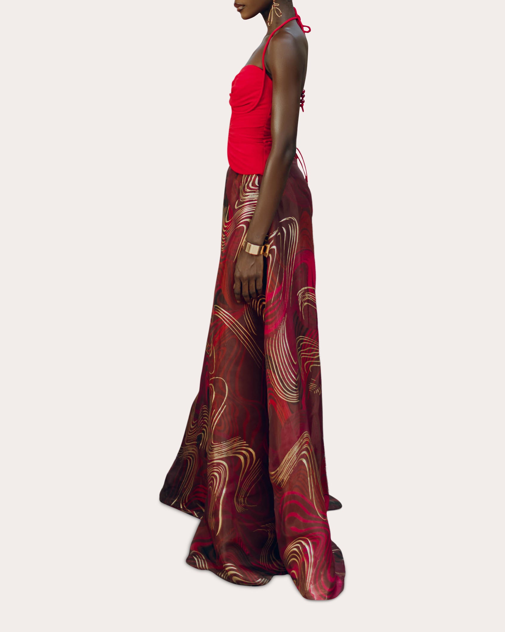 Oro Corda Foil Wide-Leg Pants