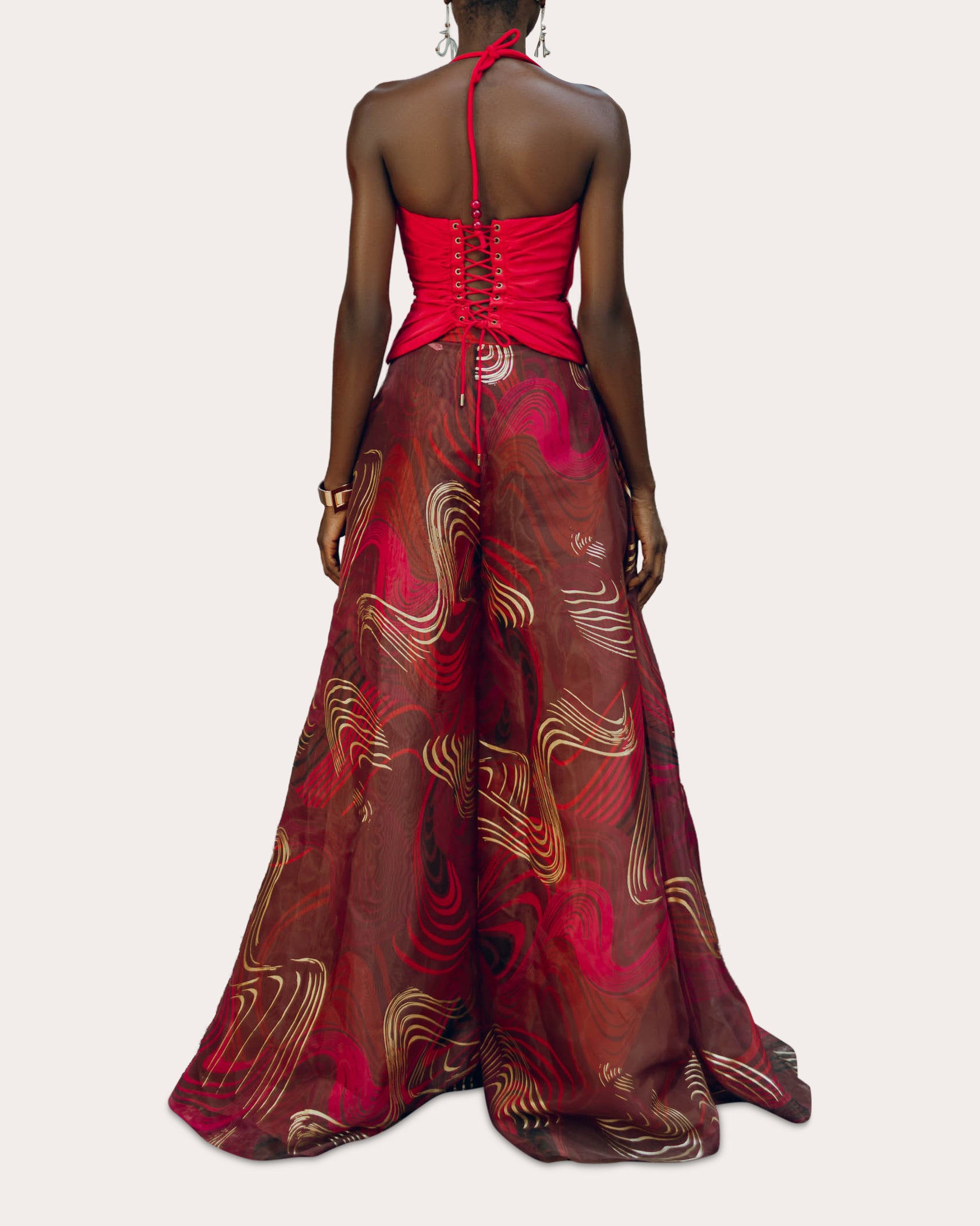 Oro Corda Foil Wide-Leg Pants