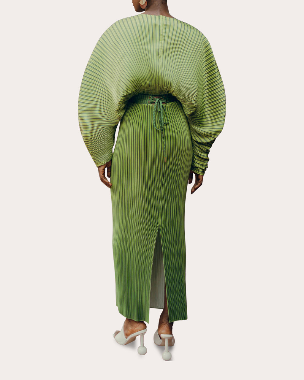 Balu Stripe Satin Pleated Crop Top