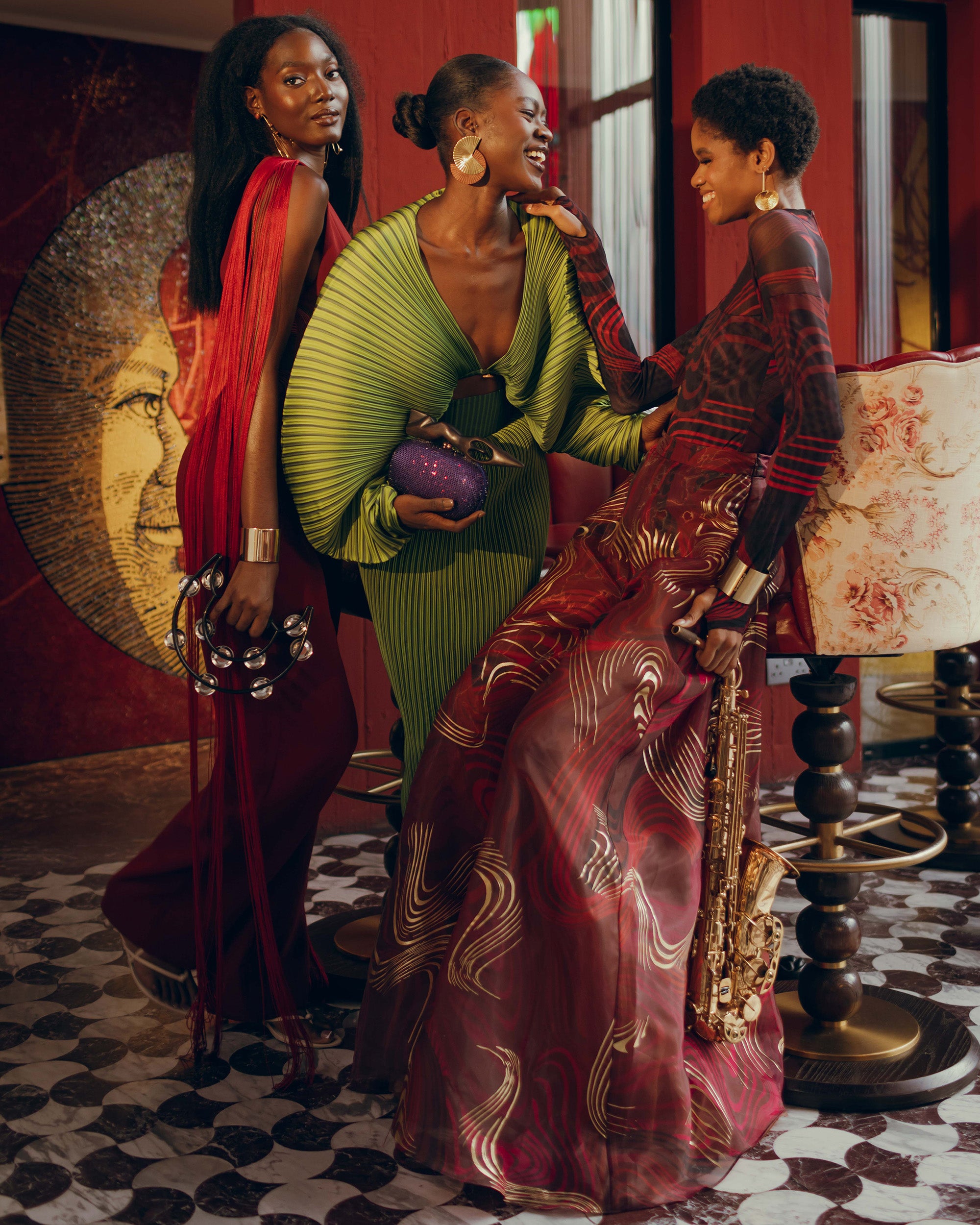 Beka Stripe Satin Pleated Corset Maxi Skirt