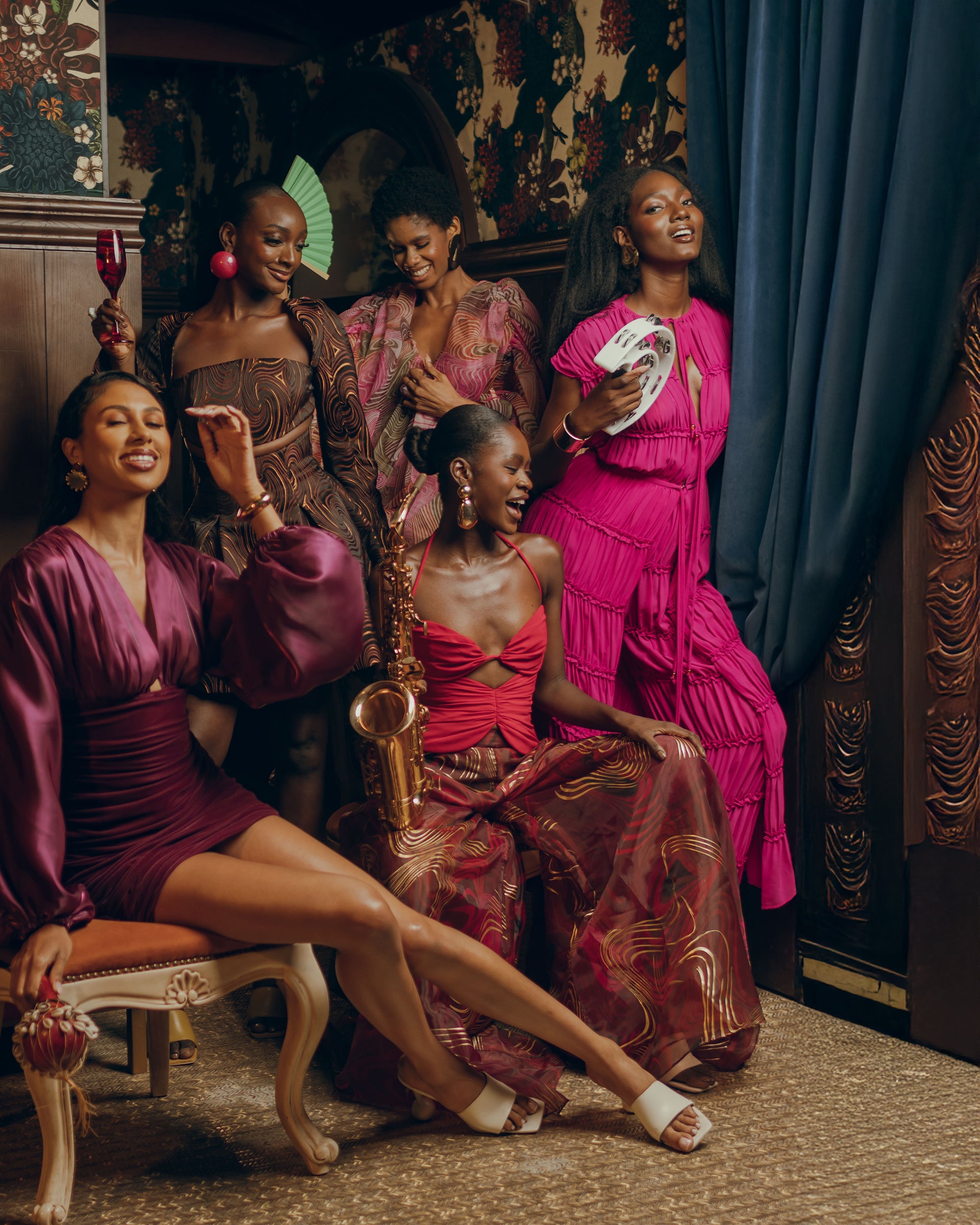 Oro Corda Foil Wide-Leg Pants