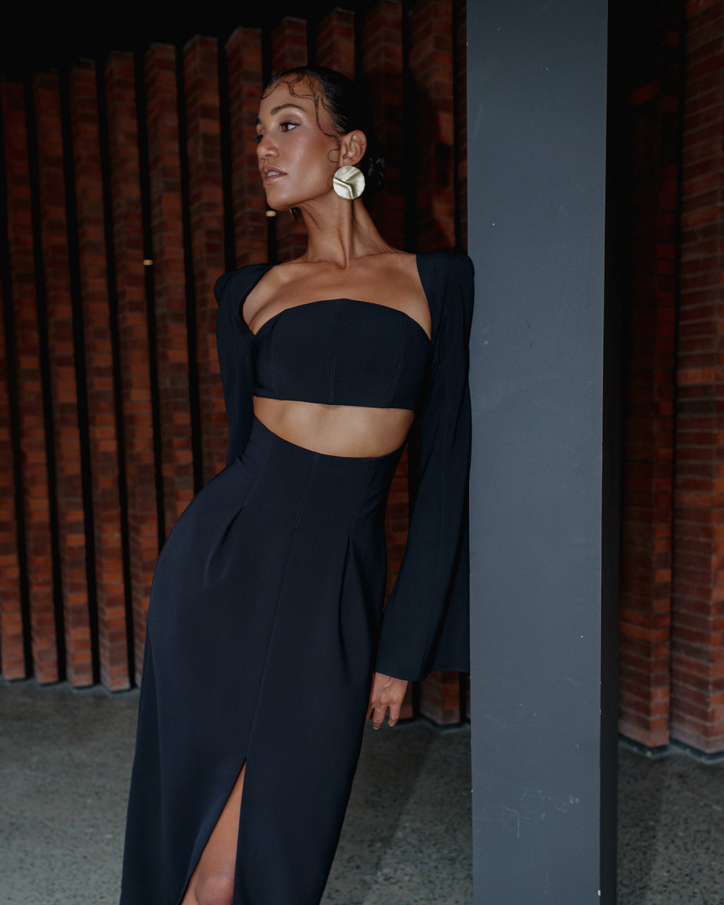 Nita Boned Cutout Midi Dress