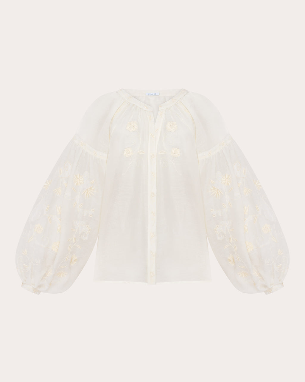 Etherea Embroidered Silk-Wool Blouse