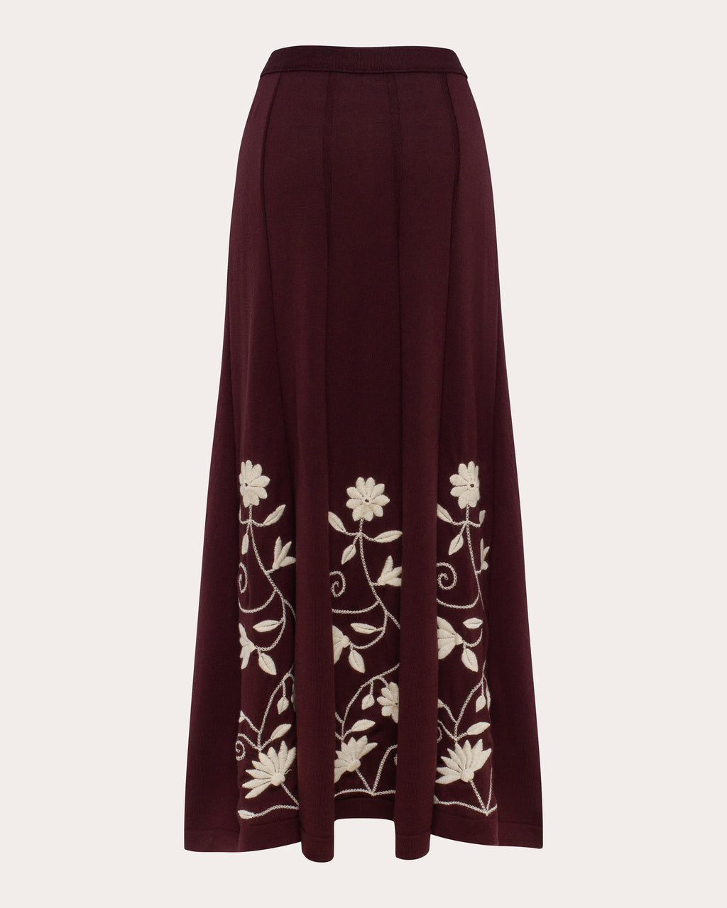 Etherea Embroidered Wool Pleated Maxi Skirt