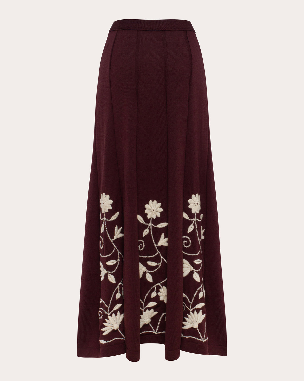 Etherea Embroidered Wool Pleated Maxi Skirt