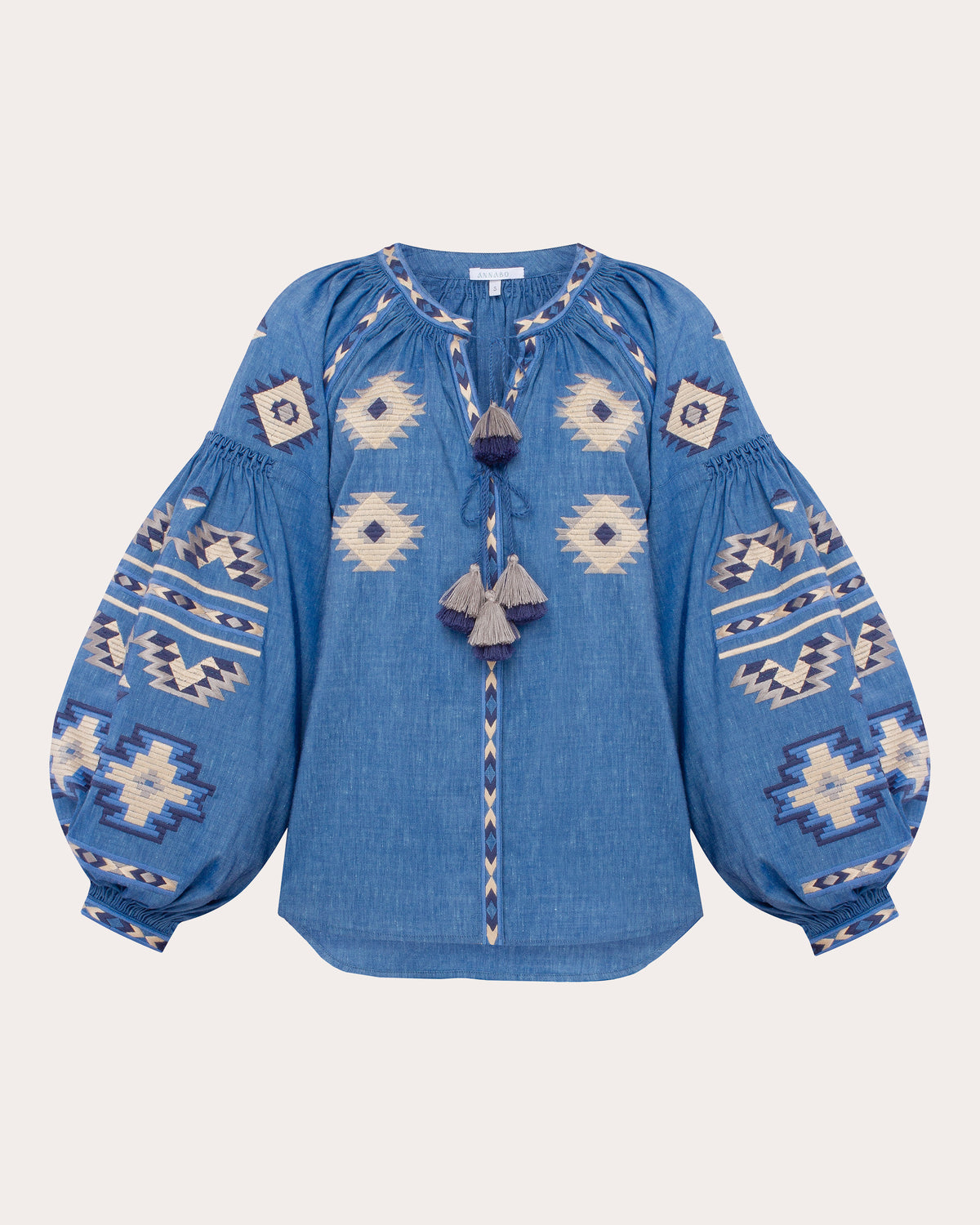 Rombé Geometric Embroidered Linen Blouse