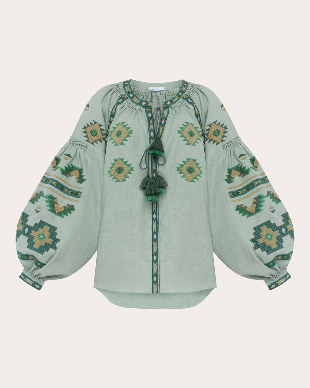 Rombé Geometric Embroidered Linen Blouse